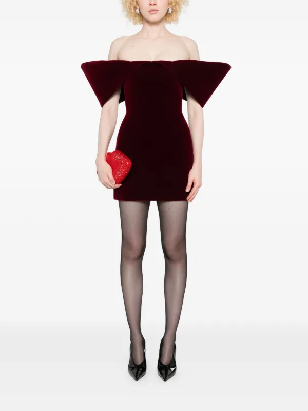 david koma burgundy dress CRYSTAL EMBROIDERED CROSS STRAP MINI DRESS  David Koma