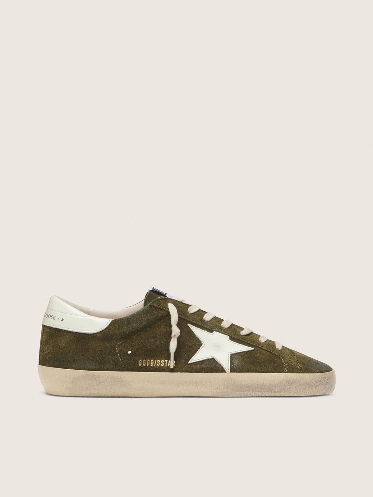 Super Star De Hombre De Ante Verde Oliva Con Estrella De Piel Blanca Cod