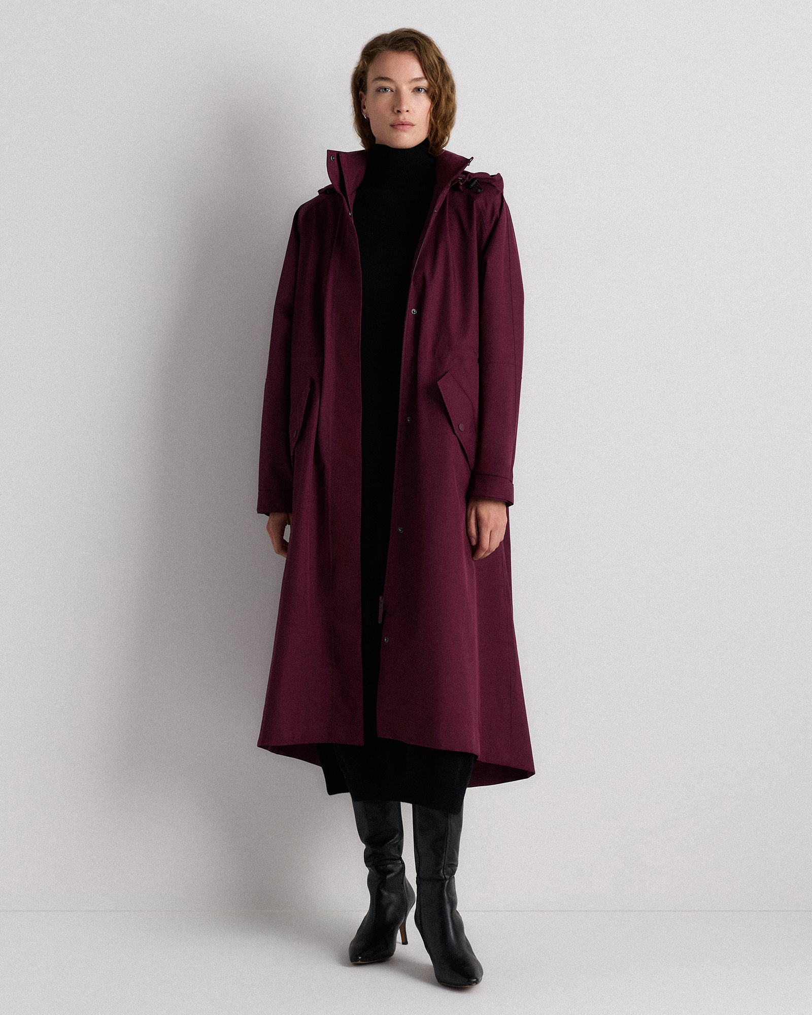 Quince Weatherproof Rain Trench Coat in Barolo Burgundy