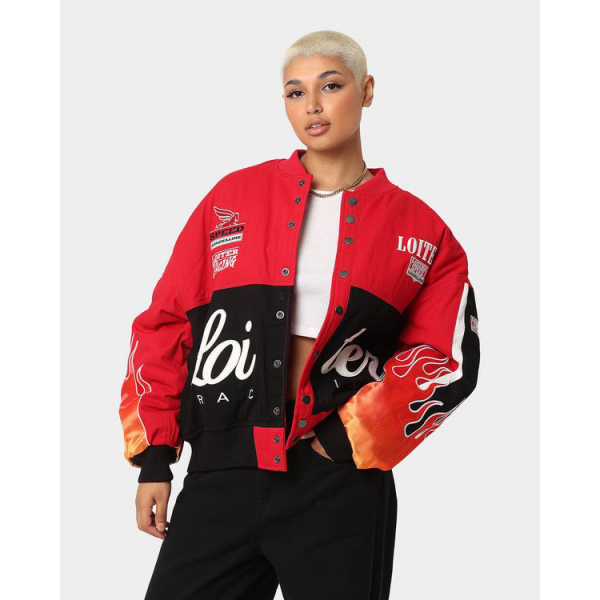 nike sportswear mercato woven bomber jacket black white university red