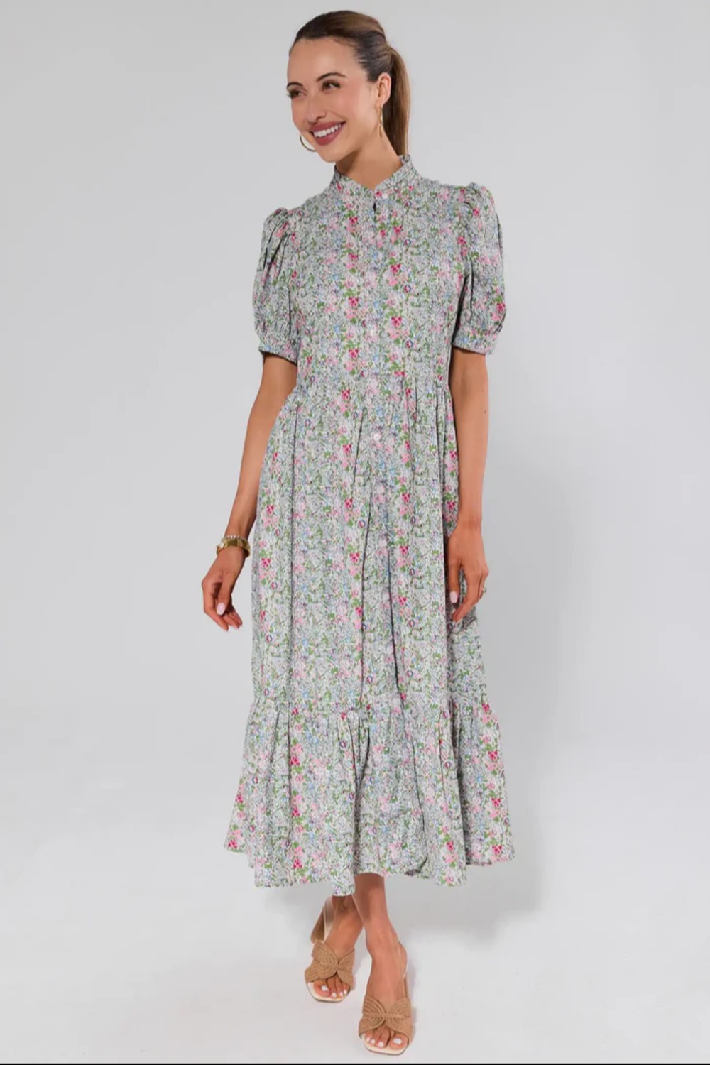 Hyacinth House | Pink Multi Ruffle Collar Louisa Maxi Dress Hyacinth House | Pink Multi Ruffle Collar Louisa Maxi Dress