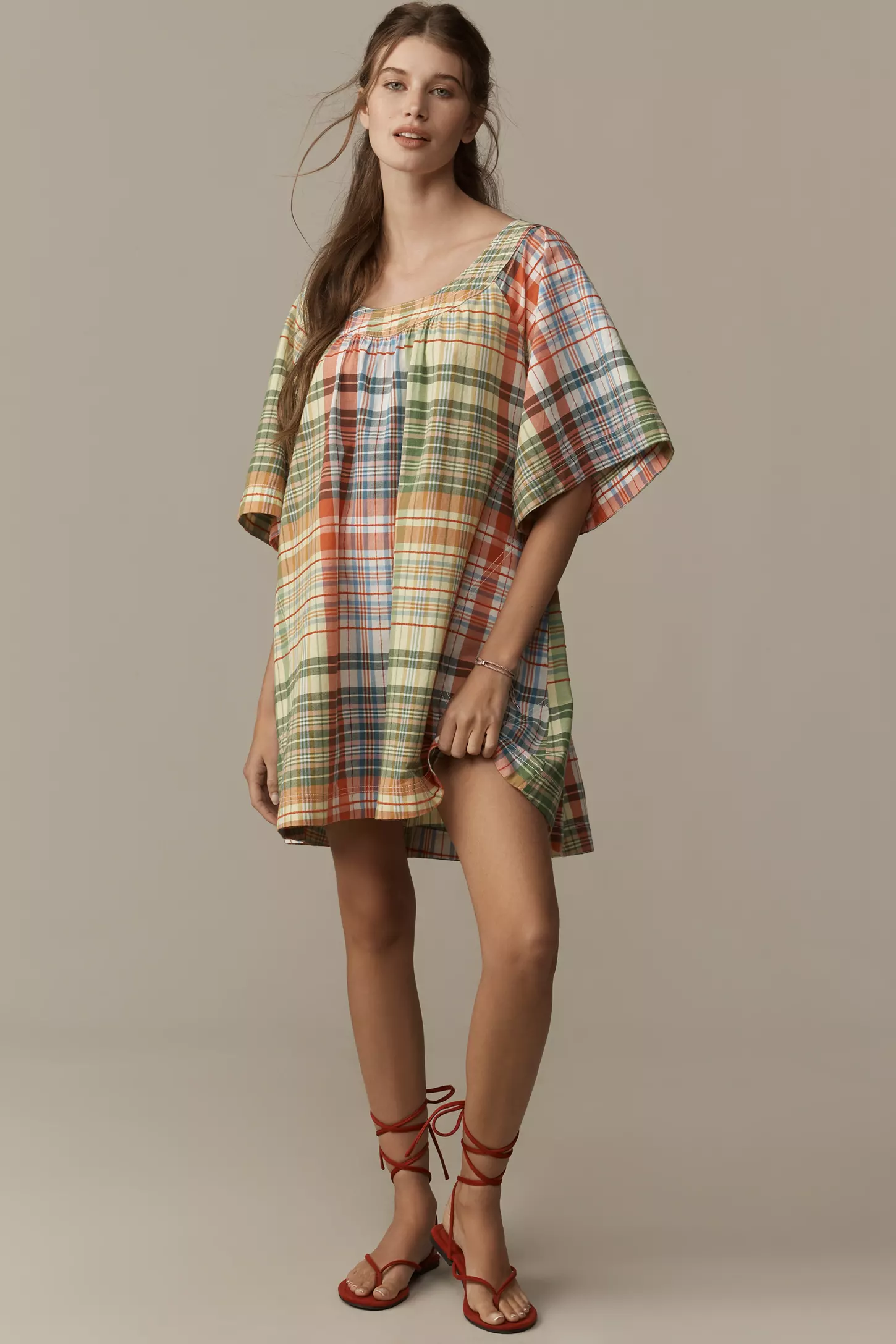 pollie short sleeve swing tunic mini dress Anthropologie Pollie Swing Tunic Mini Dress - Black Floral