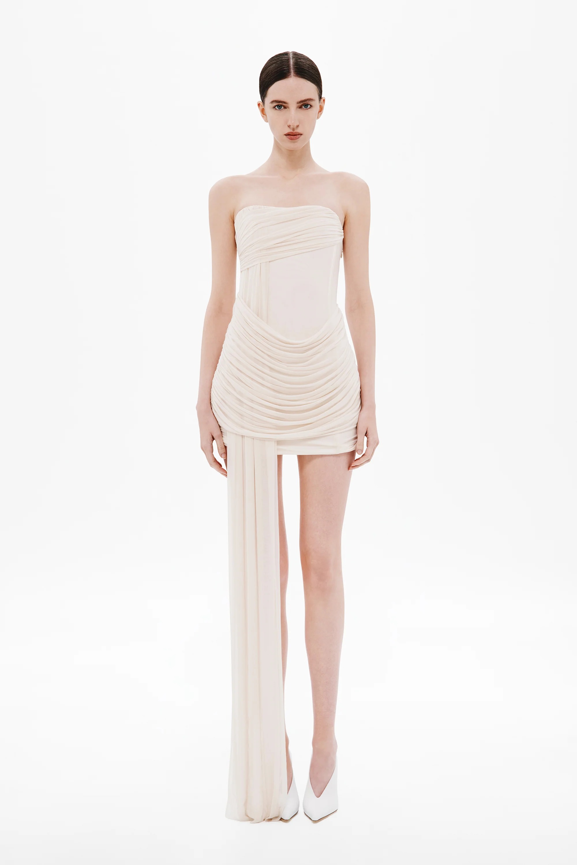 MISHA | Ember Strapless Wrapped Drop-Waist Maxi Dress