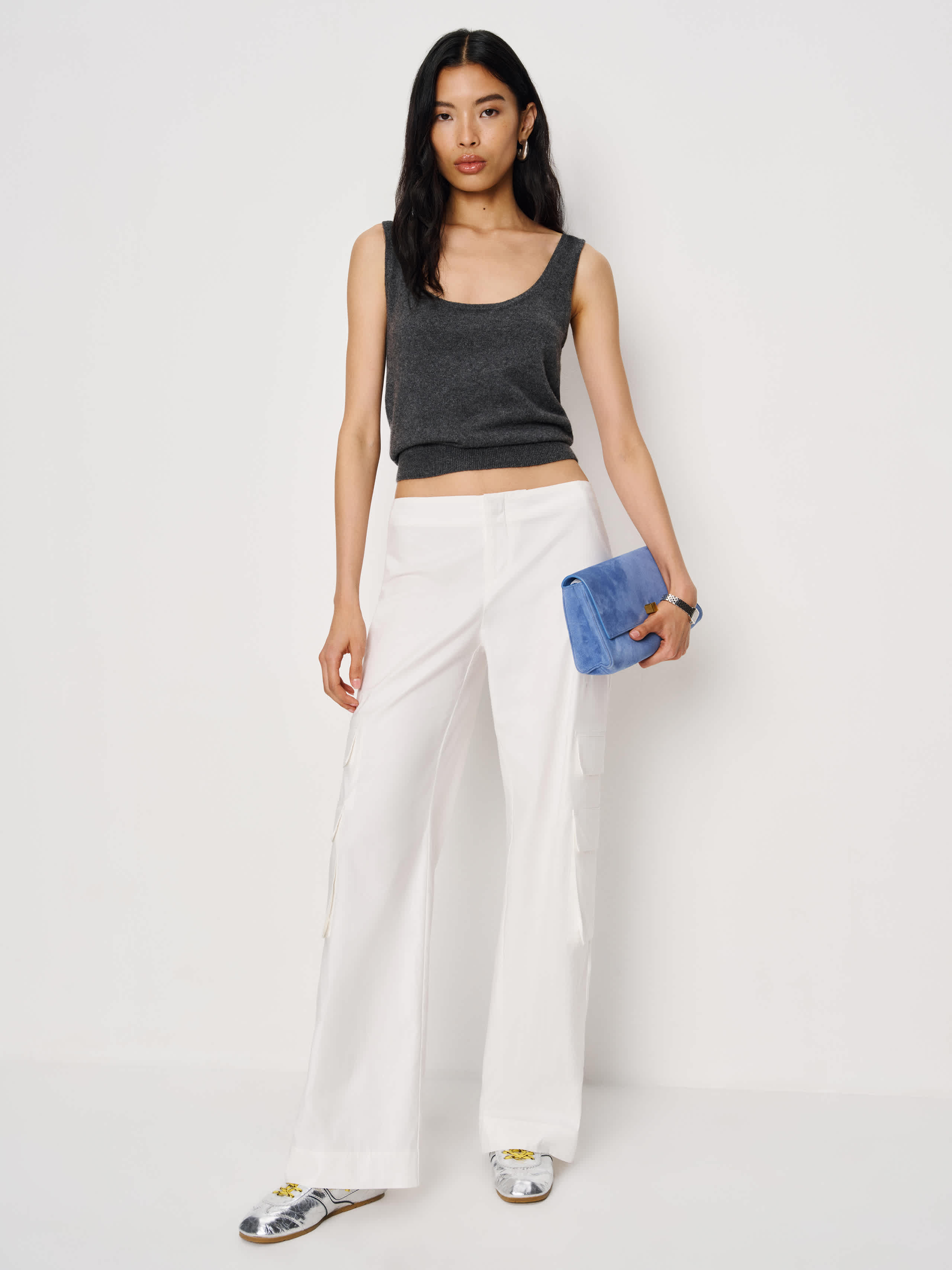 Vida Poplin Low Rise Cargo Pants