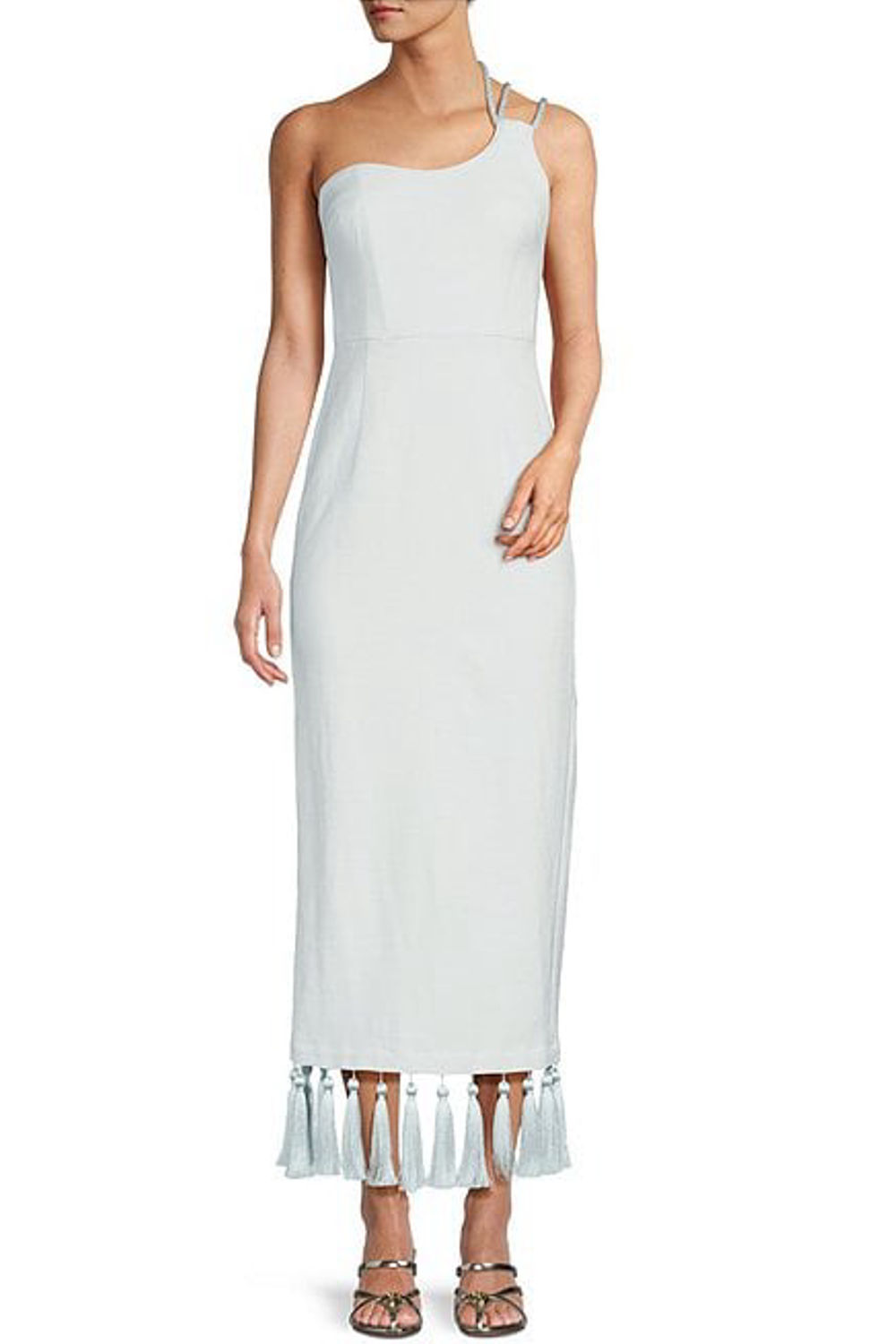 Antonio Melani | Antonio Melani x M.G. Style Kate One Shoulder Sweetheart Neckline Fringe Midi Dress Antonio Melani | Antonio Melani x M.G. Style Kate One Shoulder Sweetheart Neckline Fringe Midi Dress