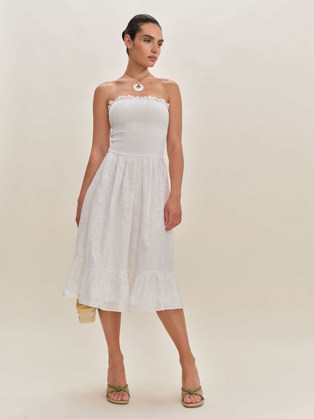 chinese dress ladies Cut-Out Linen Dress TAHITI in White