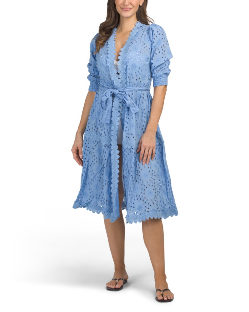 blue dress dotti Dotti Women's Lace Cotton Mini Cover-Up Dress
