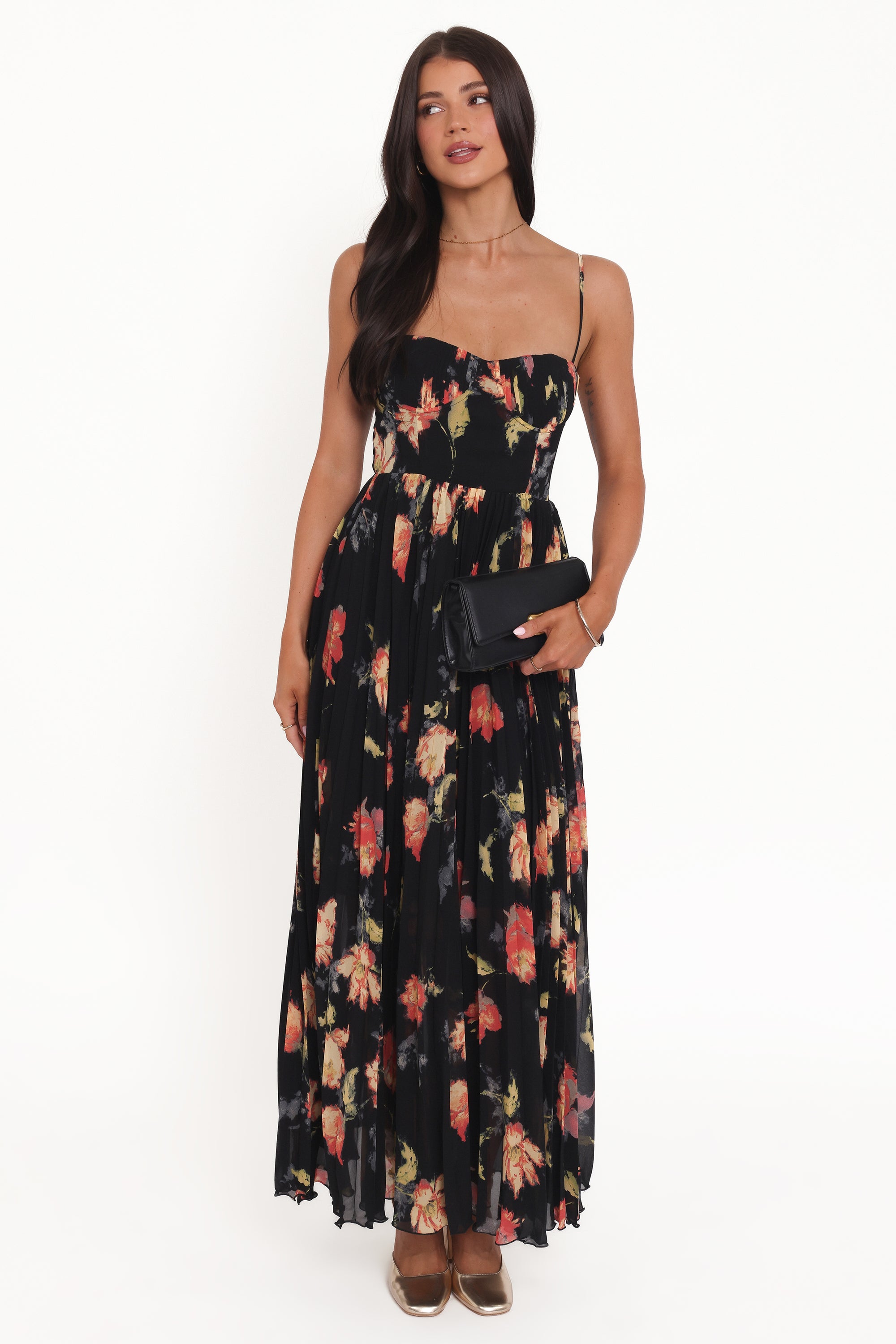 achanti print pleated maxi dress Petal and Pup Women's Achanti Pleated Maxi Dress