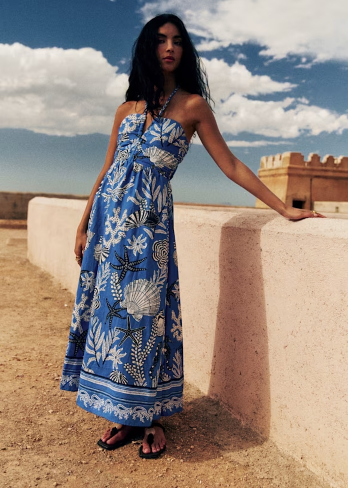 SEZANE セザンヌ　リネン　カットワーク　レース　ロングワンピース　フレア Sézane | Sezane x Farm Rio Bruna Dress
