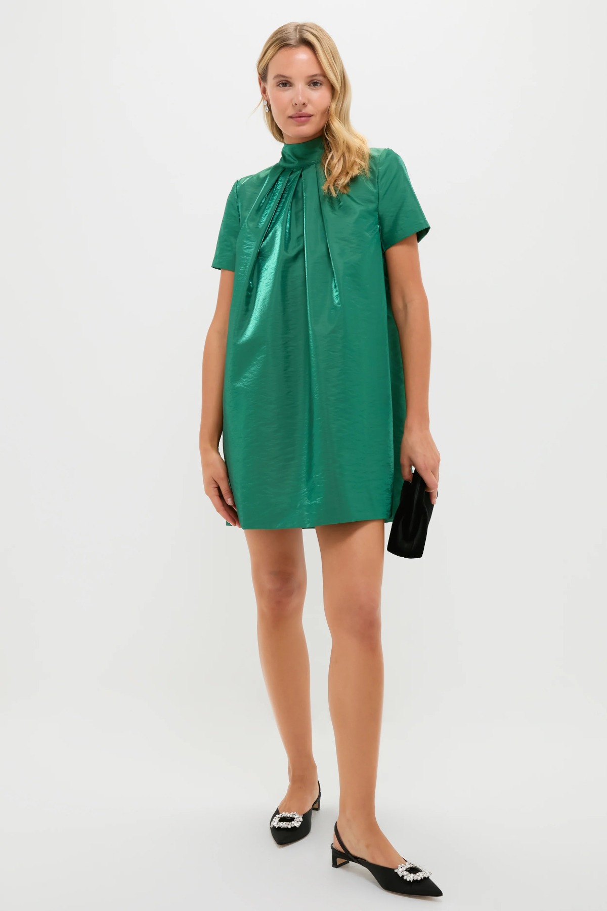 green embellished aurelie shift dress Lumiere Plumage Tulip Dress Emerald Green — Midi Dresses