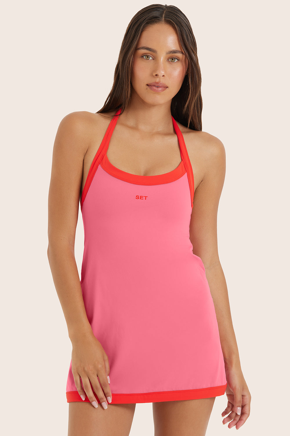 slim fit dress slacks Sporty Halter Neck Dress – Peaches Active main image 0