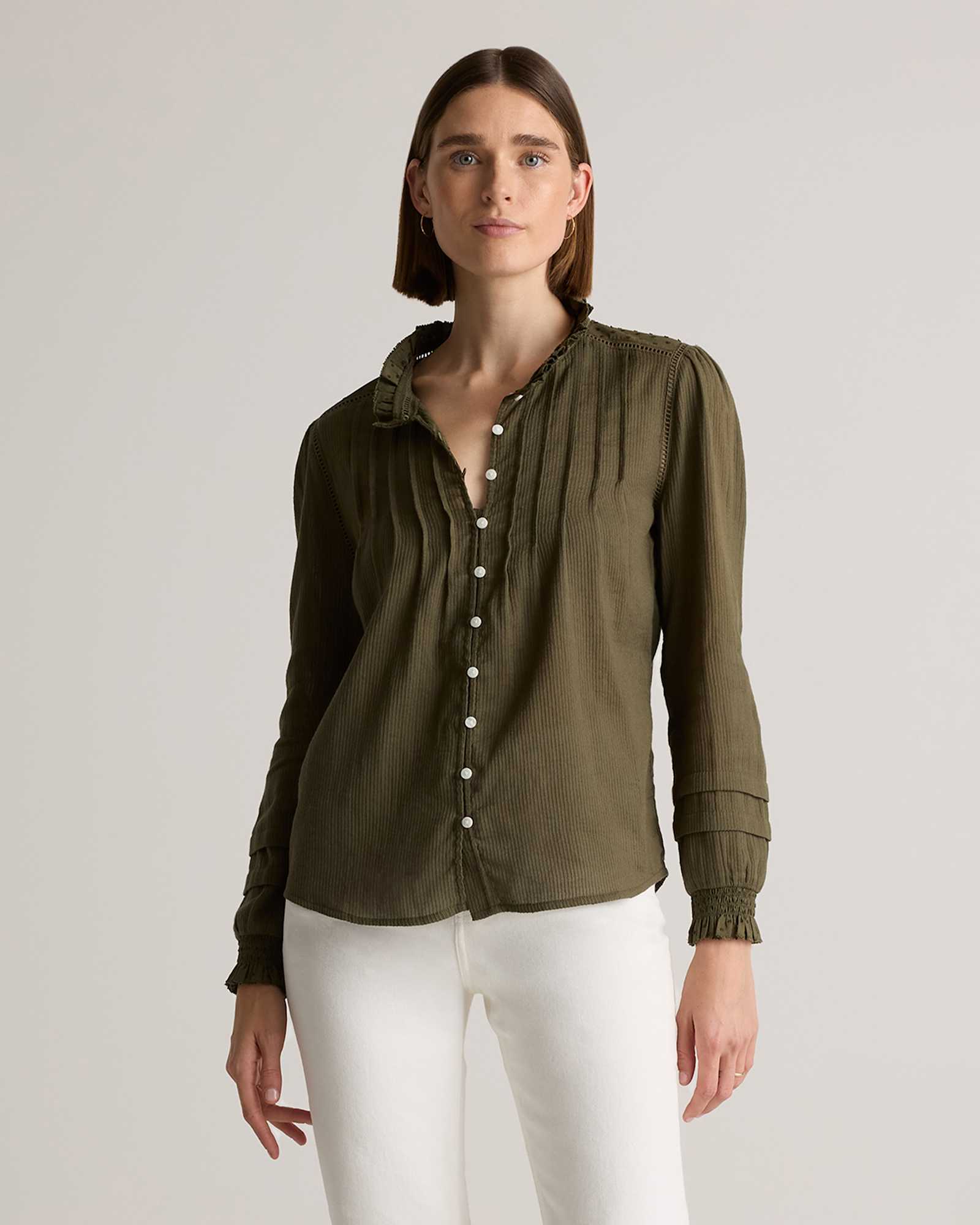 Quince | Distressed Denim Tuxedo Shirt