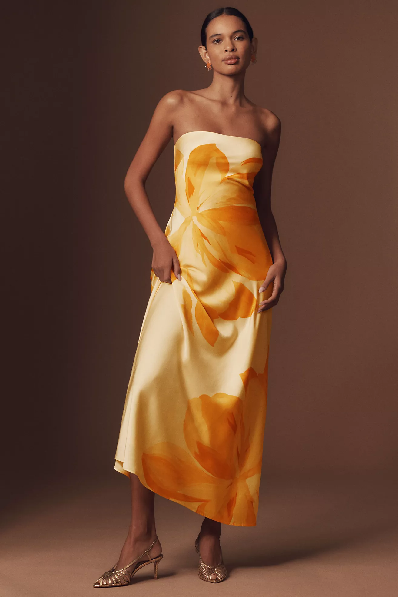 HUTCH | Strapless Mesh Drop-Waist Maxi Dress