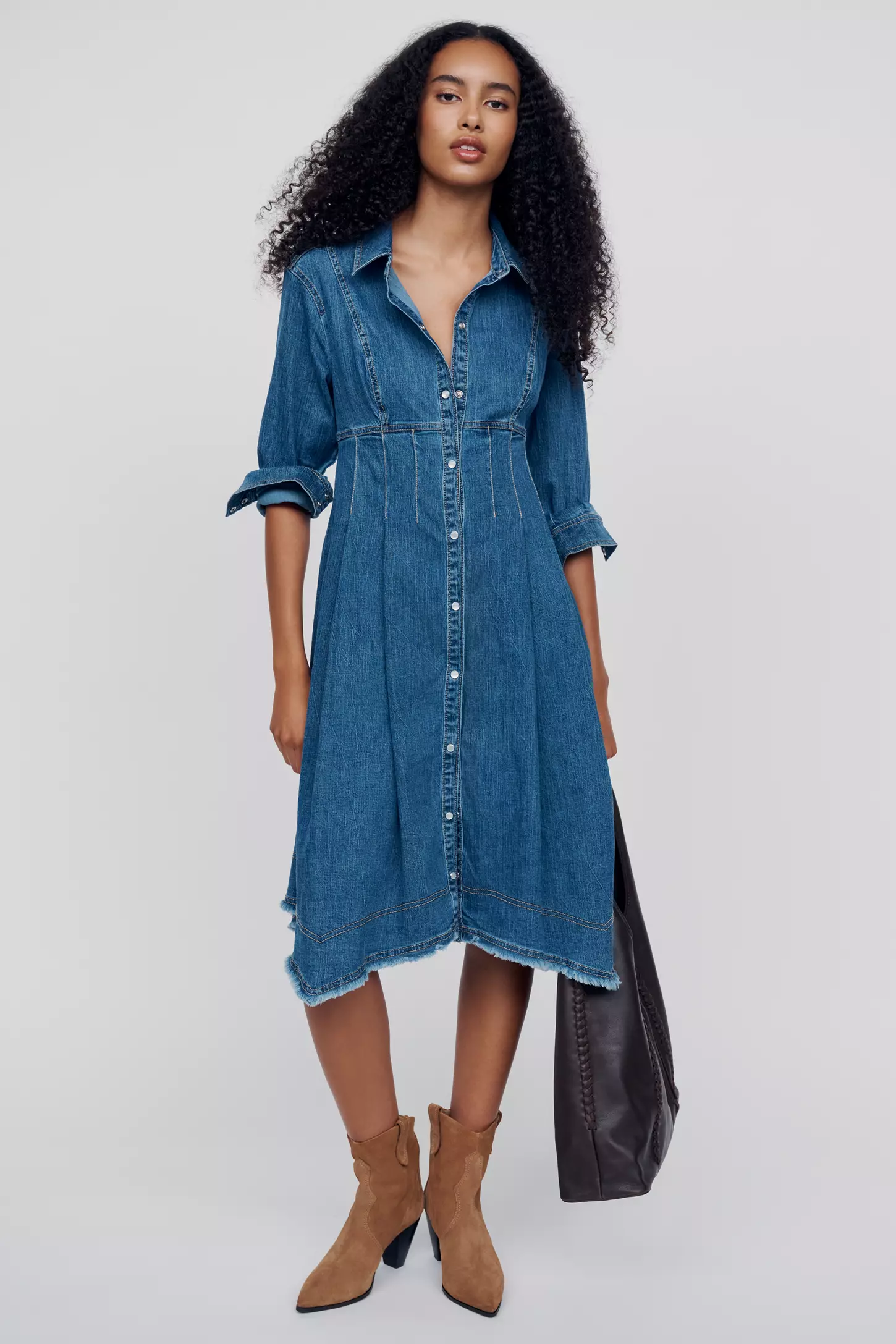 Pilcro Denim Waisted Midi Shirtdress