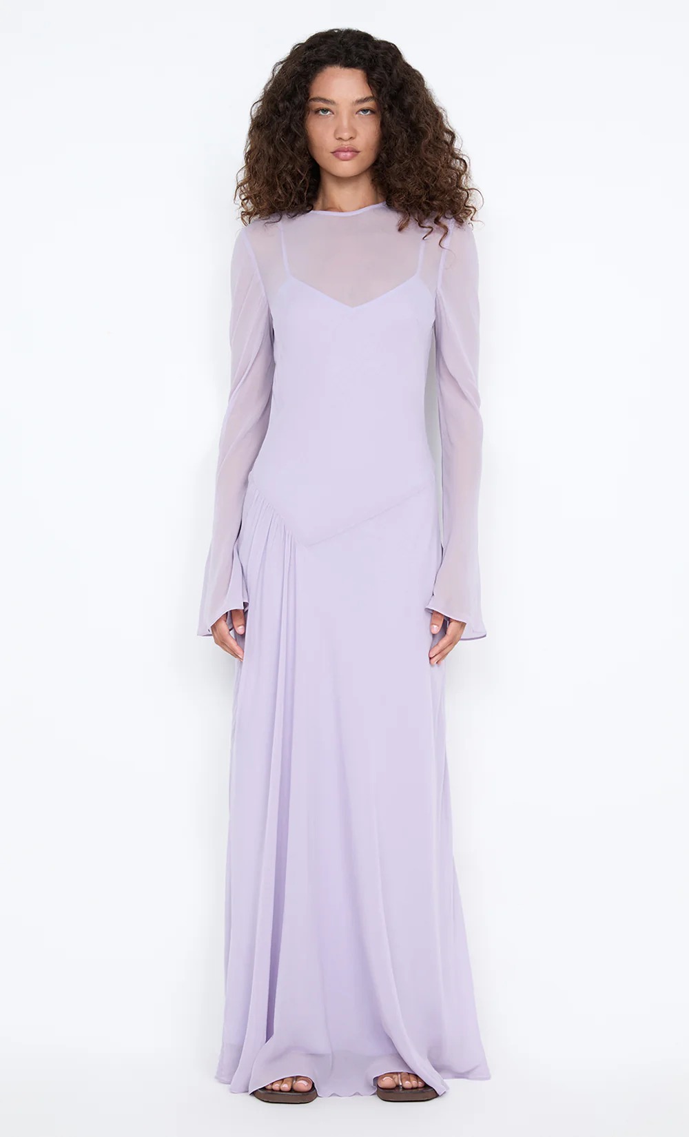 chinese dress ladies Addina Cream Long Sleeve Maxi Dress - US 18
