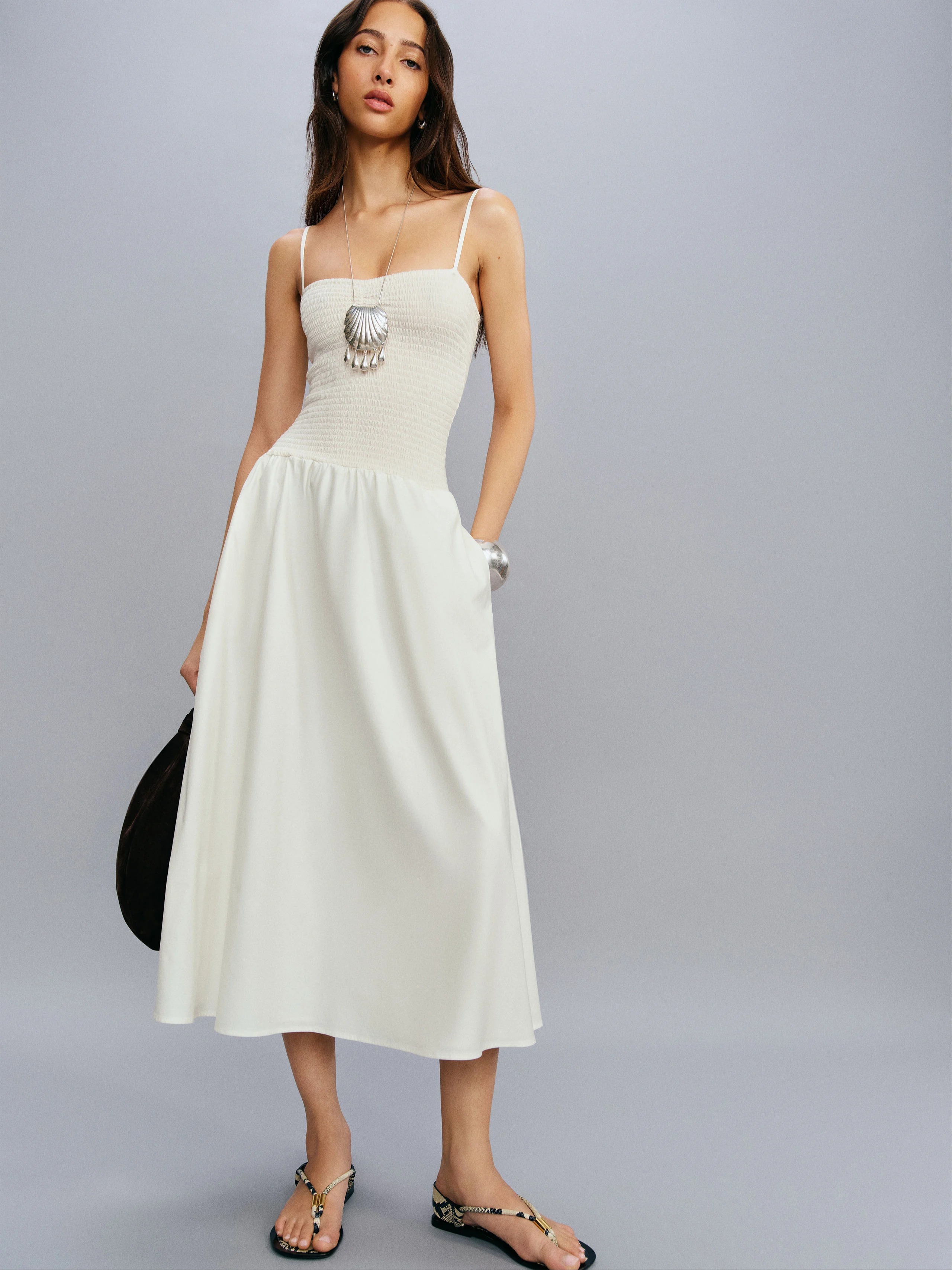 reformation white knit dress Reformation Mango Natural Tencel Midi Dress – The Closet New York