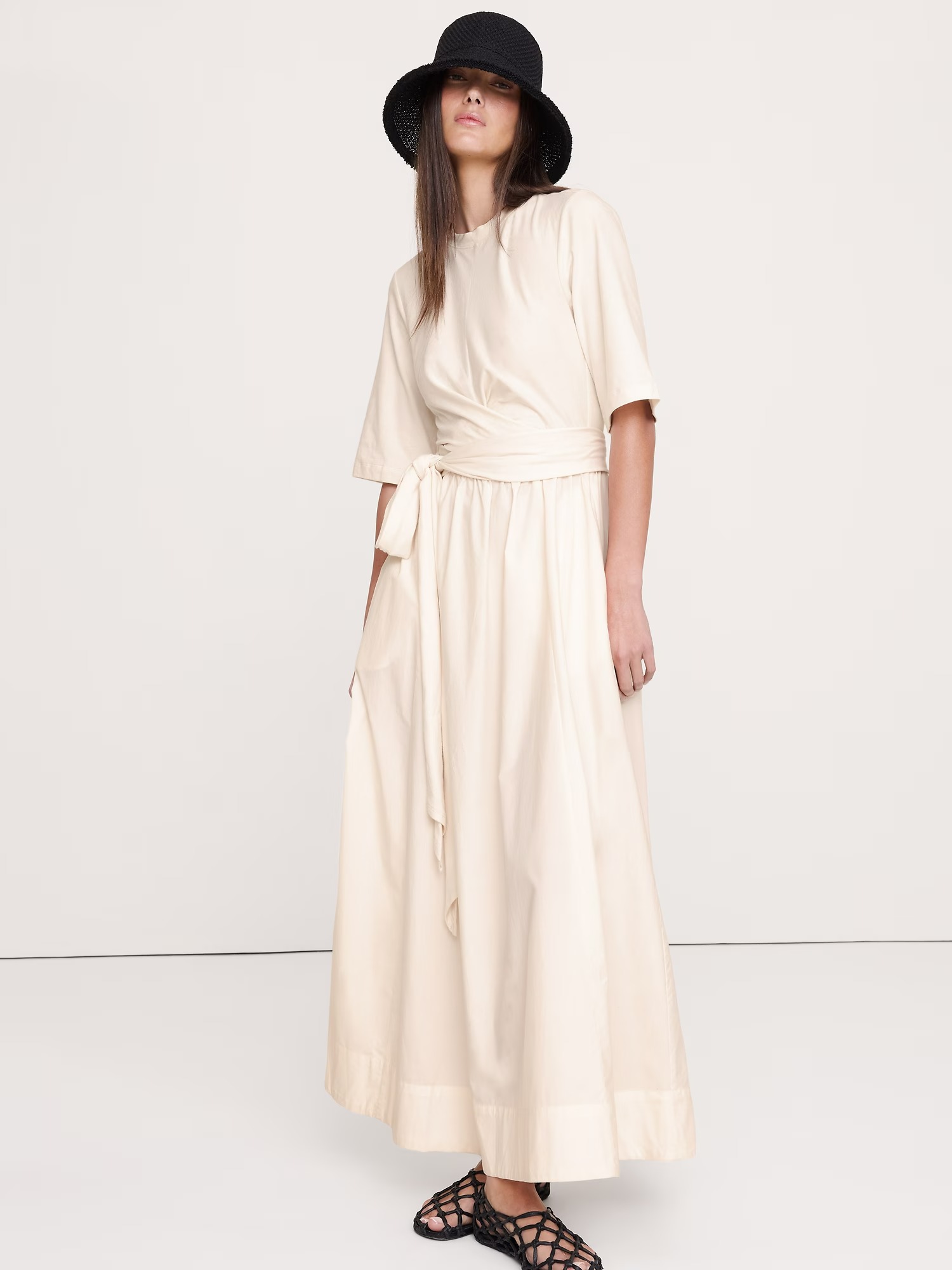 mixed media modern rib maxi dress Women's Modern Mixed Media Maxi Dress by Gap Navy Blue Stripe Size XXS
