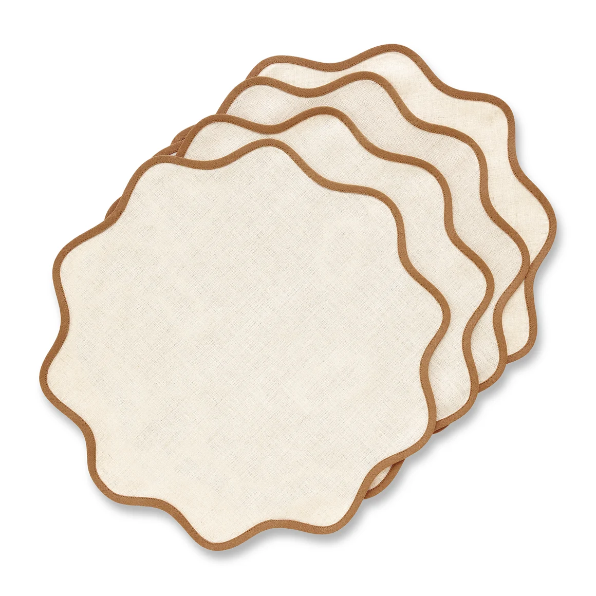 Giselle Scallop Edge Placemats in Brown Sugar and Natural