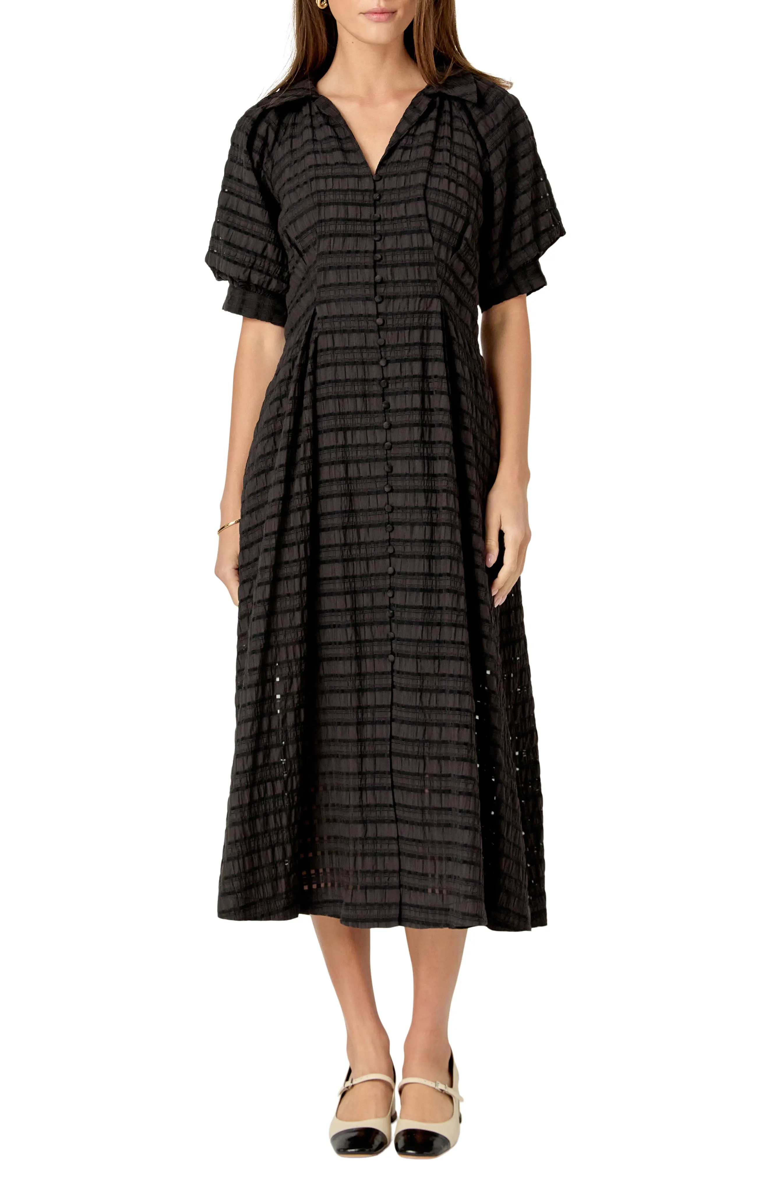 English Factory | Seersucker Check Midi Dress