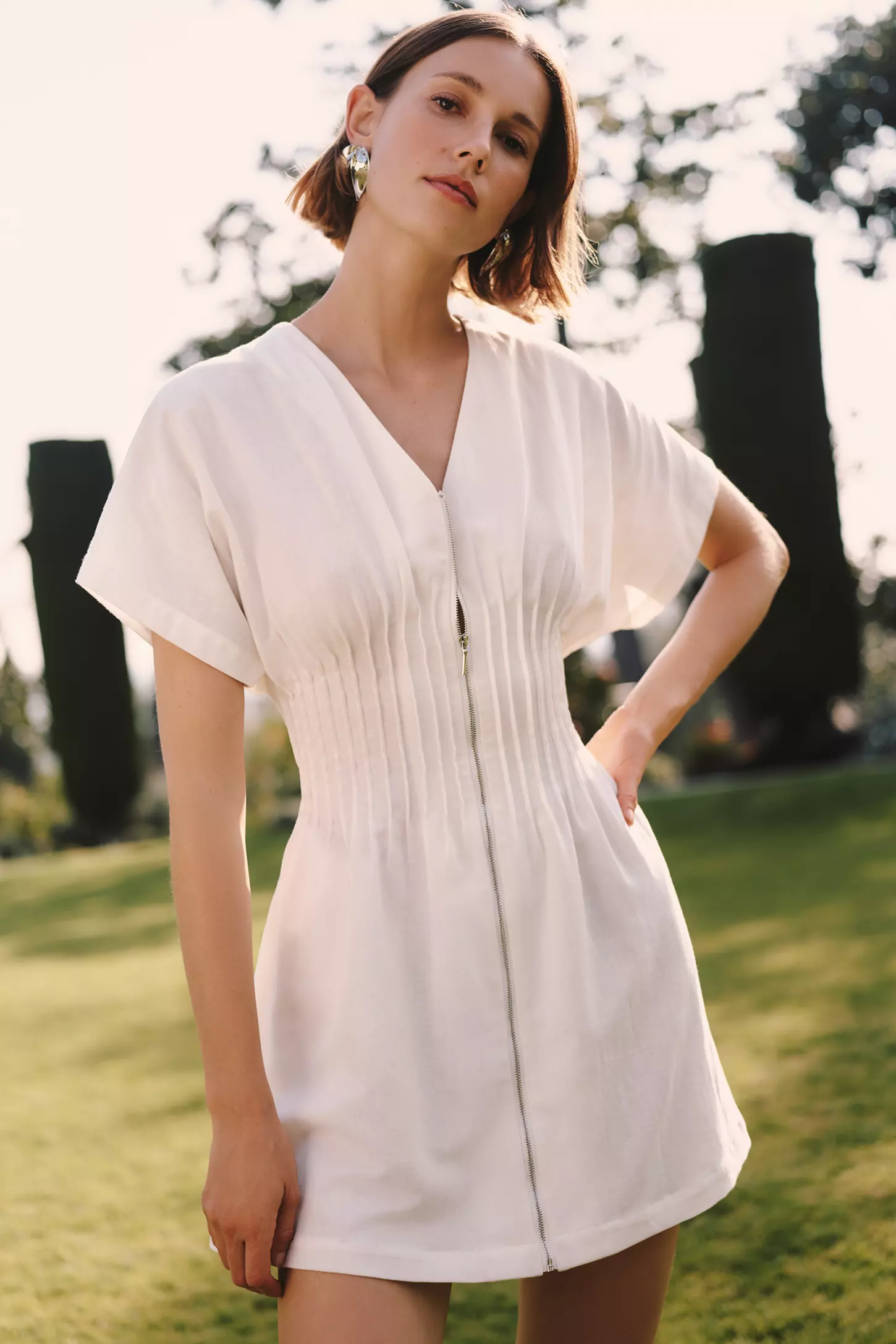 the tobie linen pleated mini shirt dress by exquise Exquise The Tobie Linen Pleated Mini Shirt Dress by Exquise at MarketFair  Shoppes in Princeton, NJ