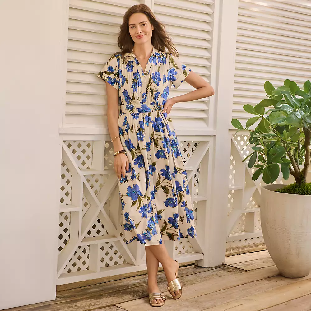 Tuckernuck | Crimson Poppy Cotton Linen Royal Shirt Dress