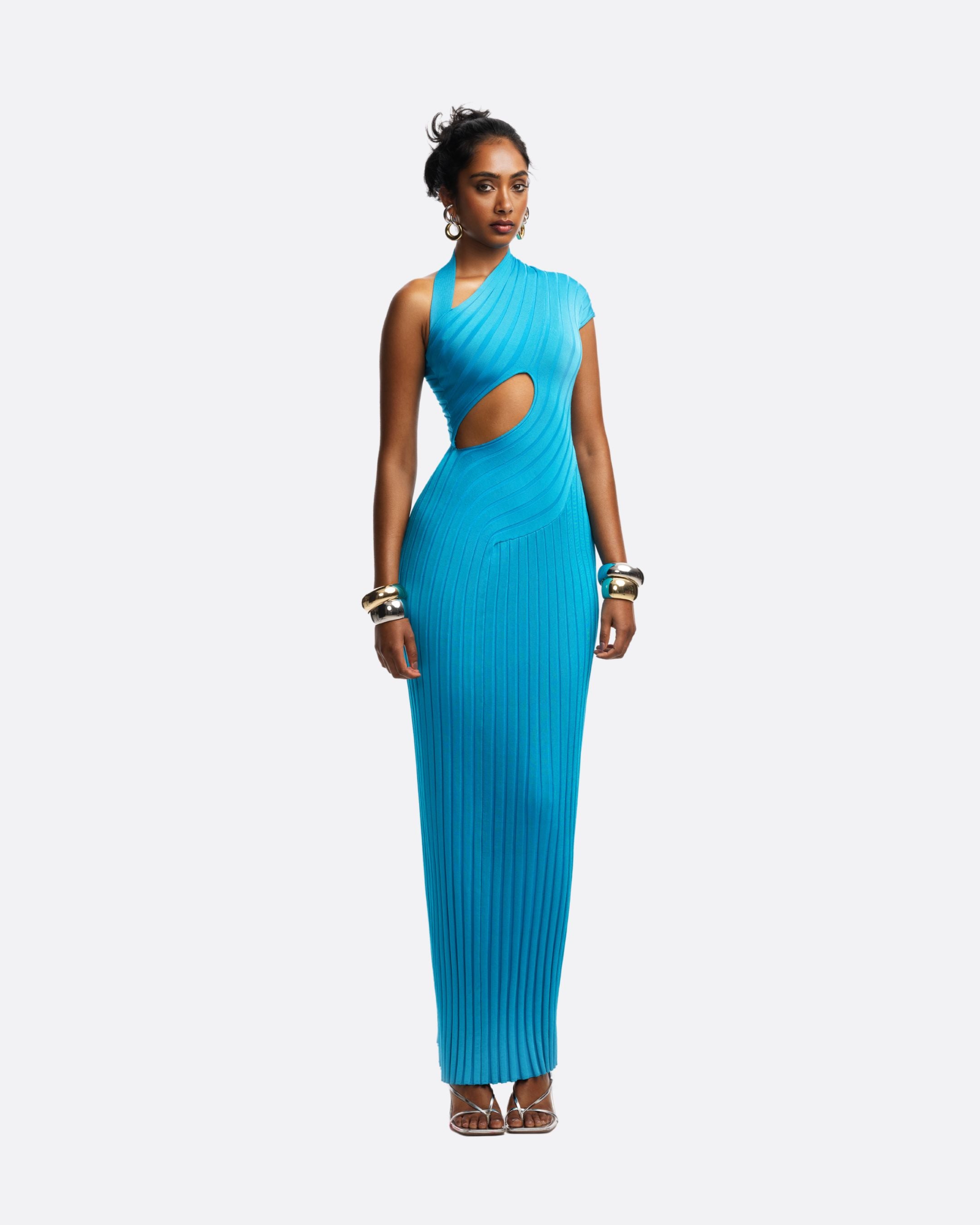 princess polly baby blue dress Simkhai Anaise Cutout Crepe De Chine Mini Dress In Blue main image 0