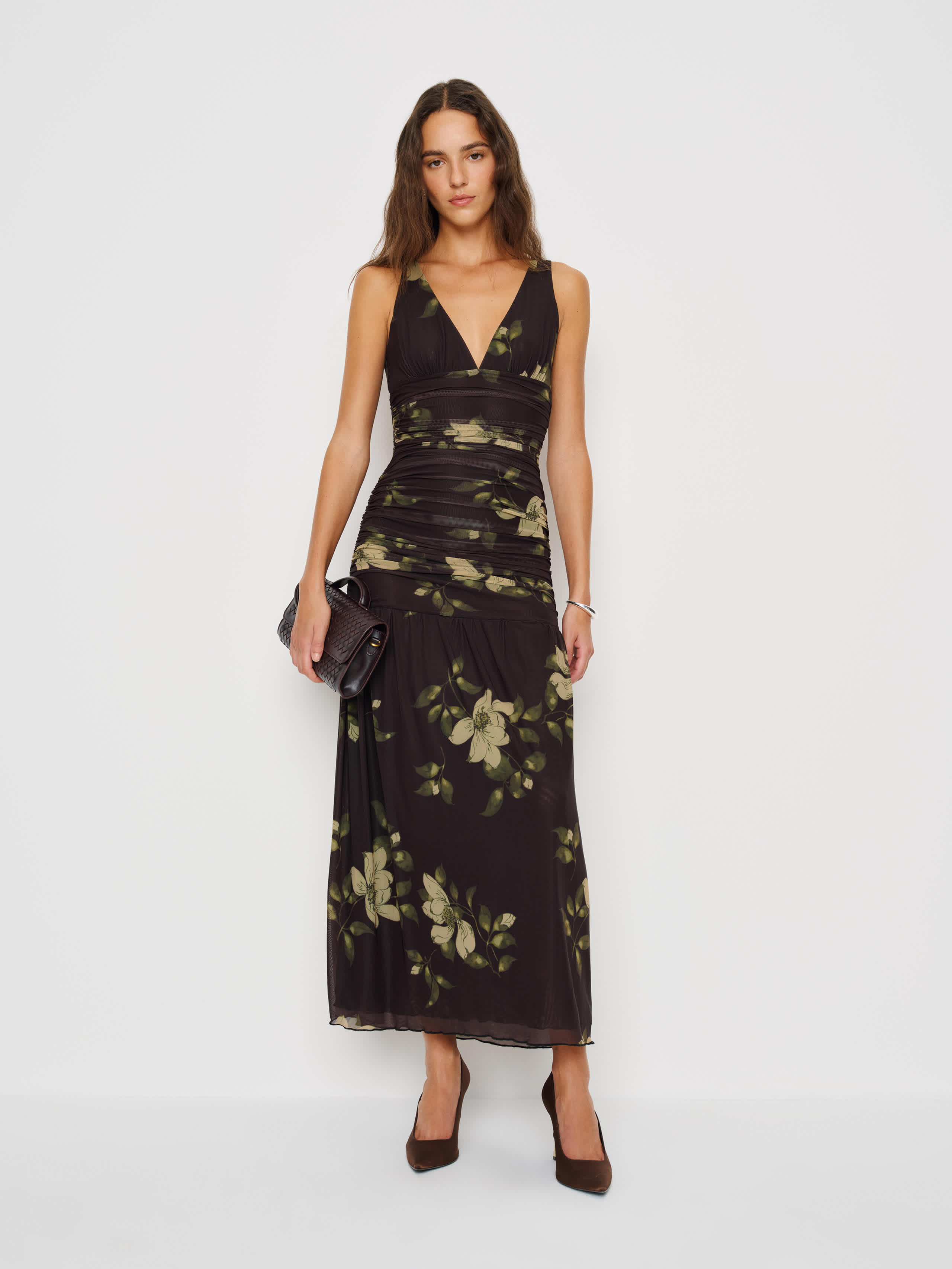 silk kaftan maxi dress NicoBlu Rosalie Blush Pink Silk Kaftan in Gold Floral Toile Plus