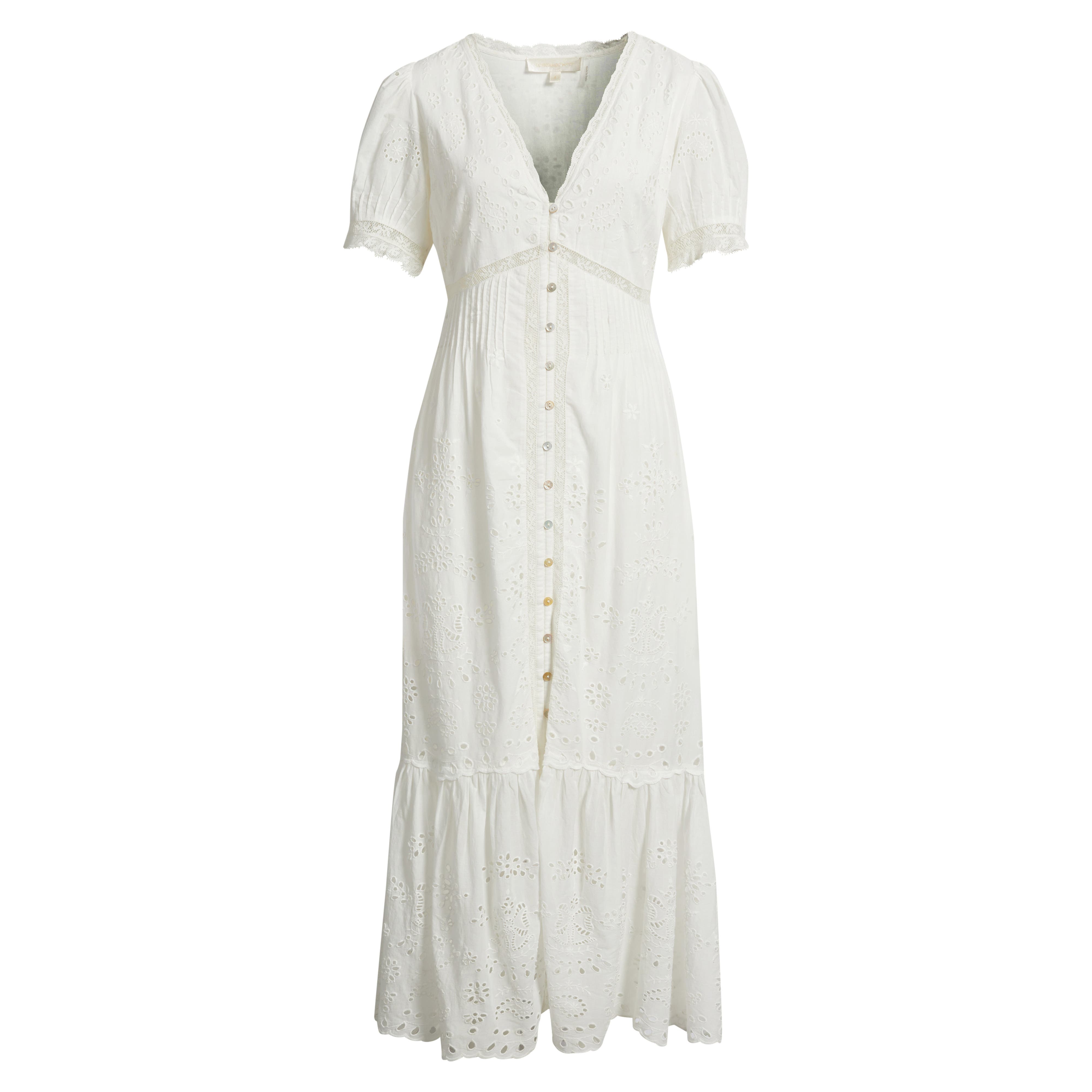 reformation zebrina short-sleeve midi dress Zebrina Embroidered Midi Dress