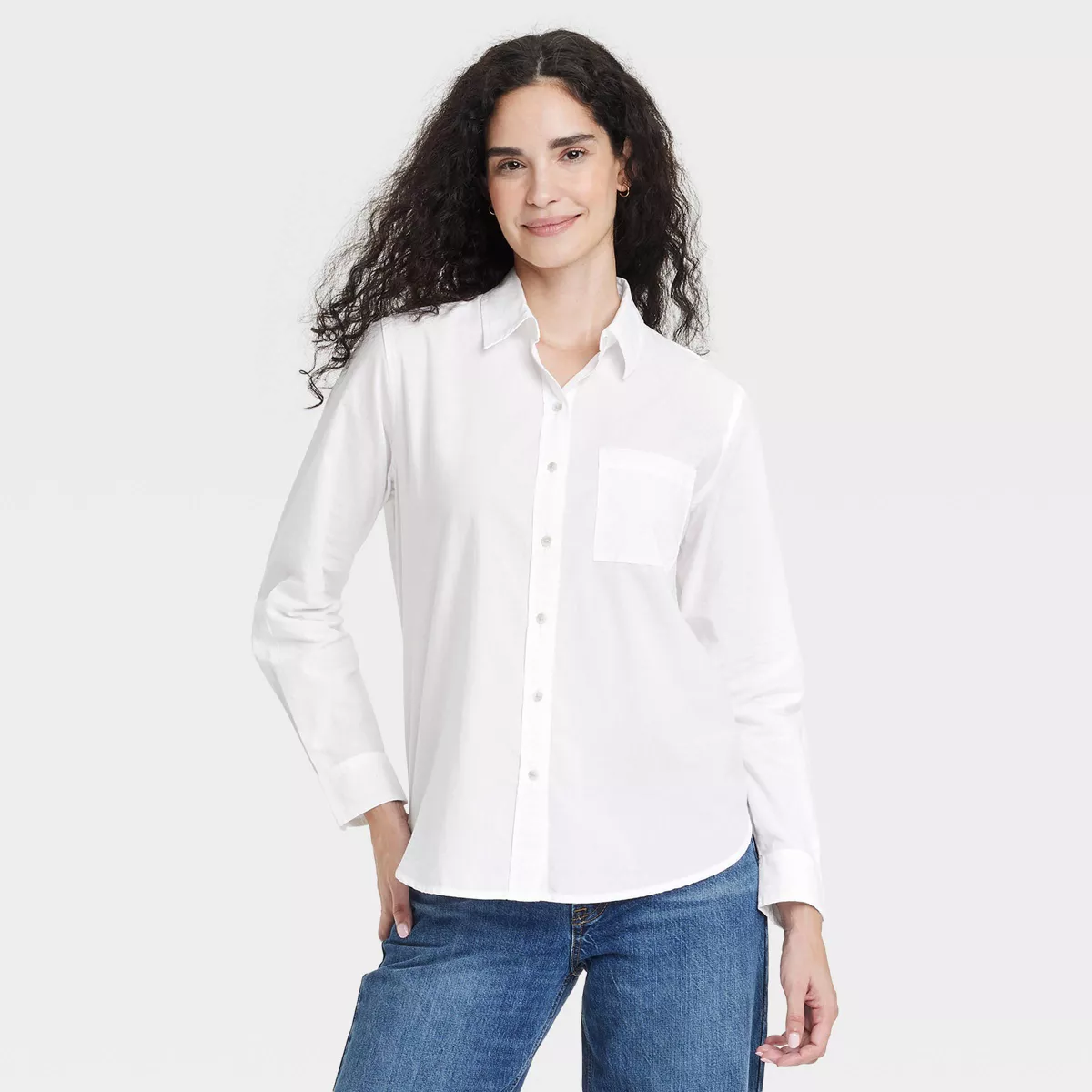 Long Sleeve Collared Button-Down Shirt