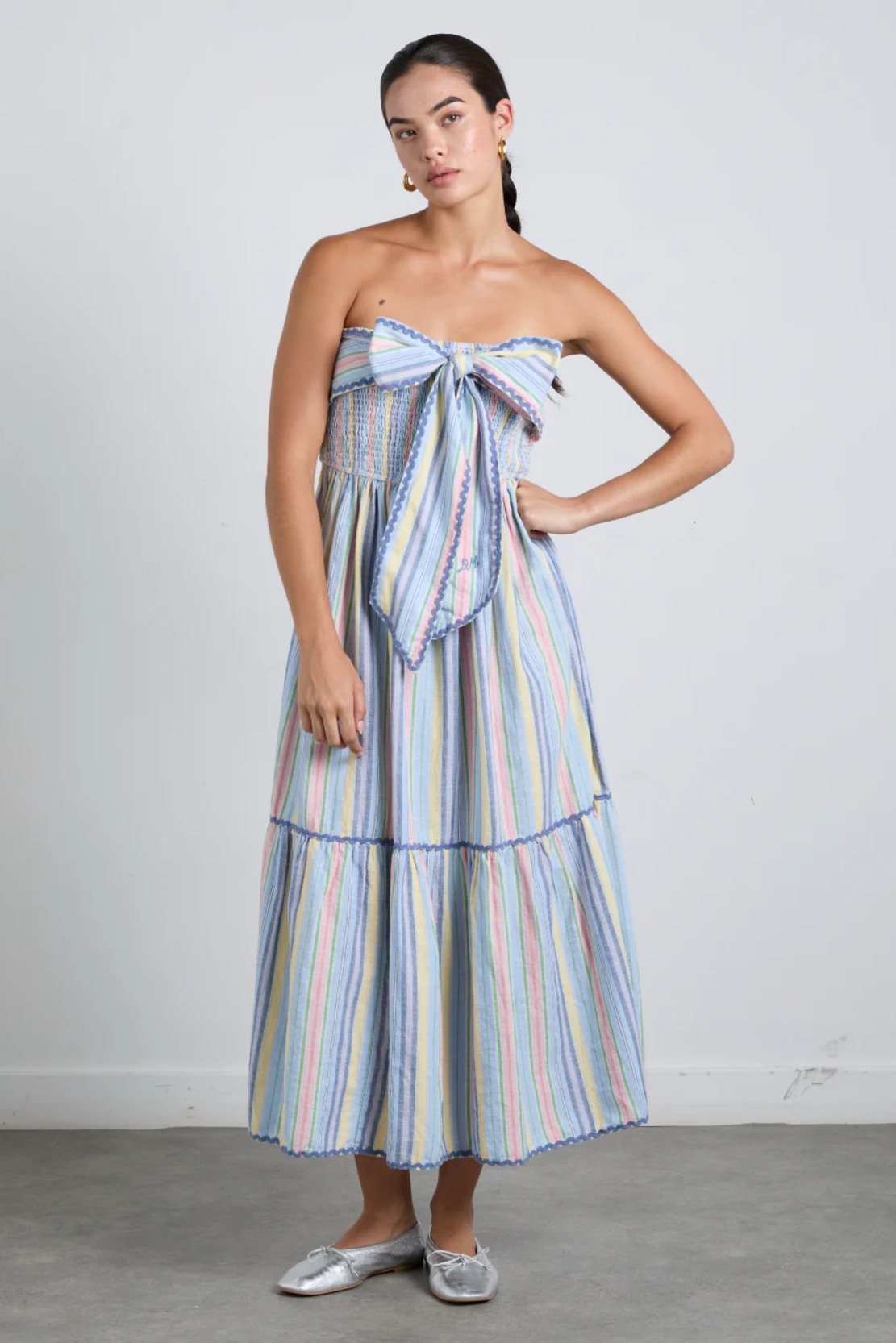 For Love & Lemons | Baby Bows Patchwork Midi Dress For Love & Lemons | Baby Bows Patchwork Midi Dress