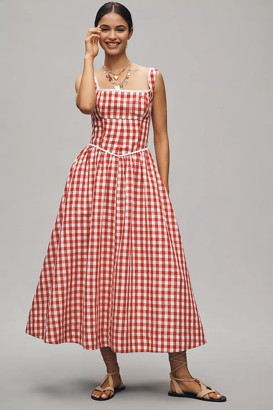 a line tulle midi dress A-line Bow Straps Tulle Midi Dress main image 1