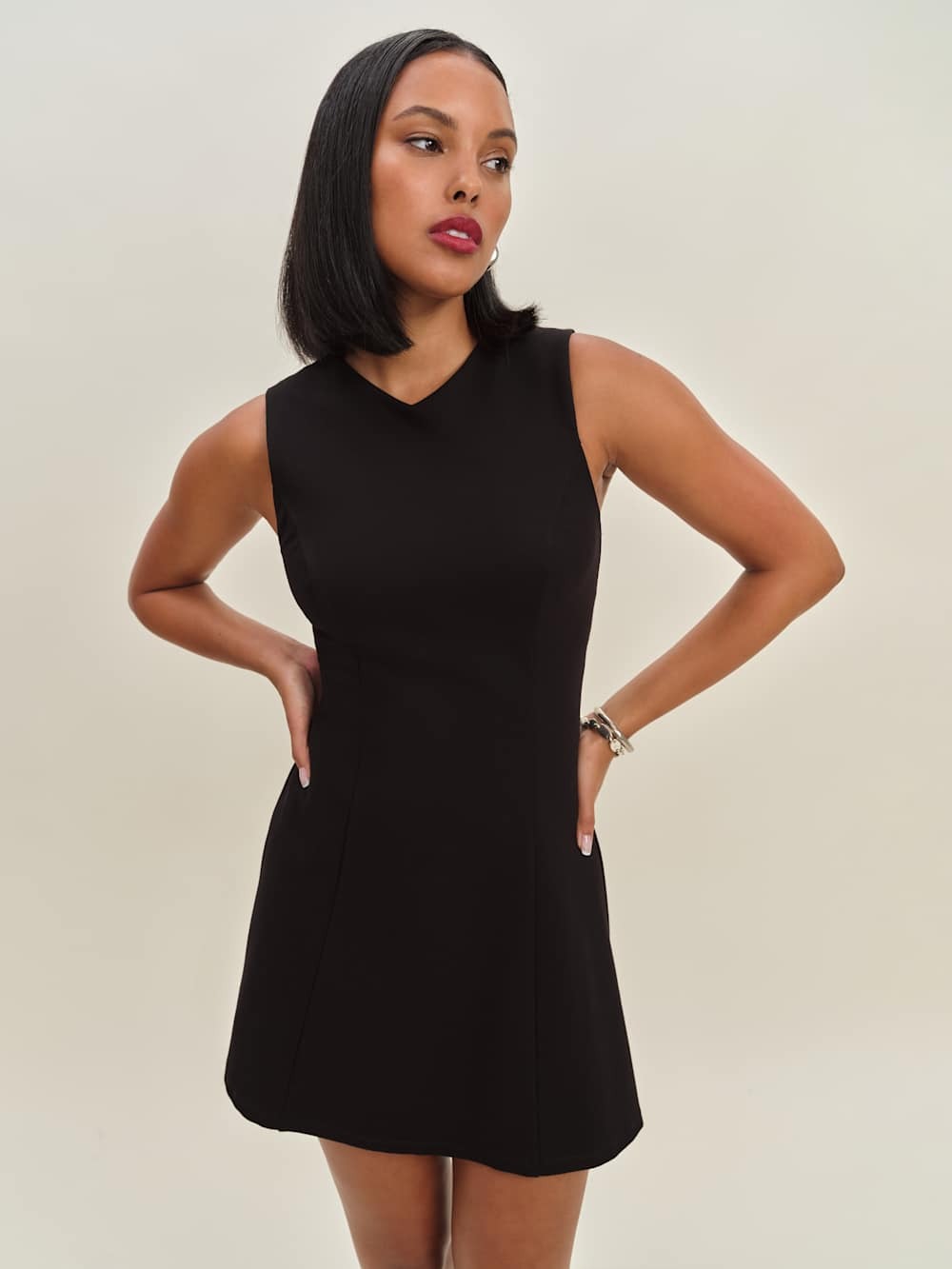 black knee length dress plus size Plus-Size Knee-Length Print Party Dress 68557 Midnight Multi / 12W main image 1