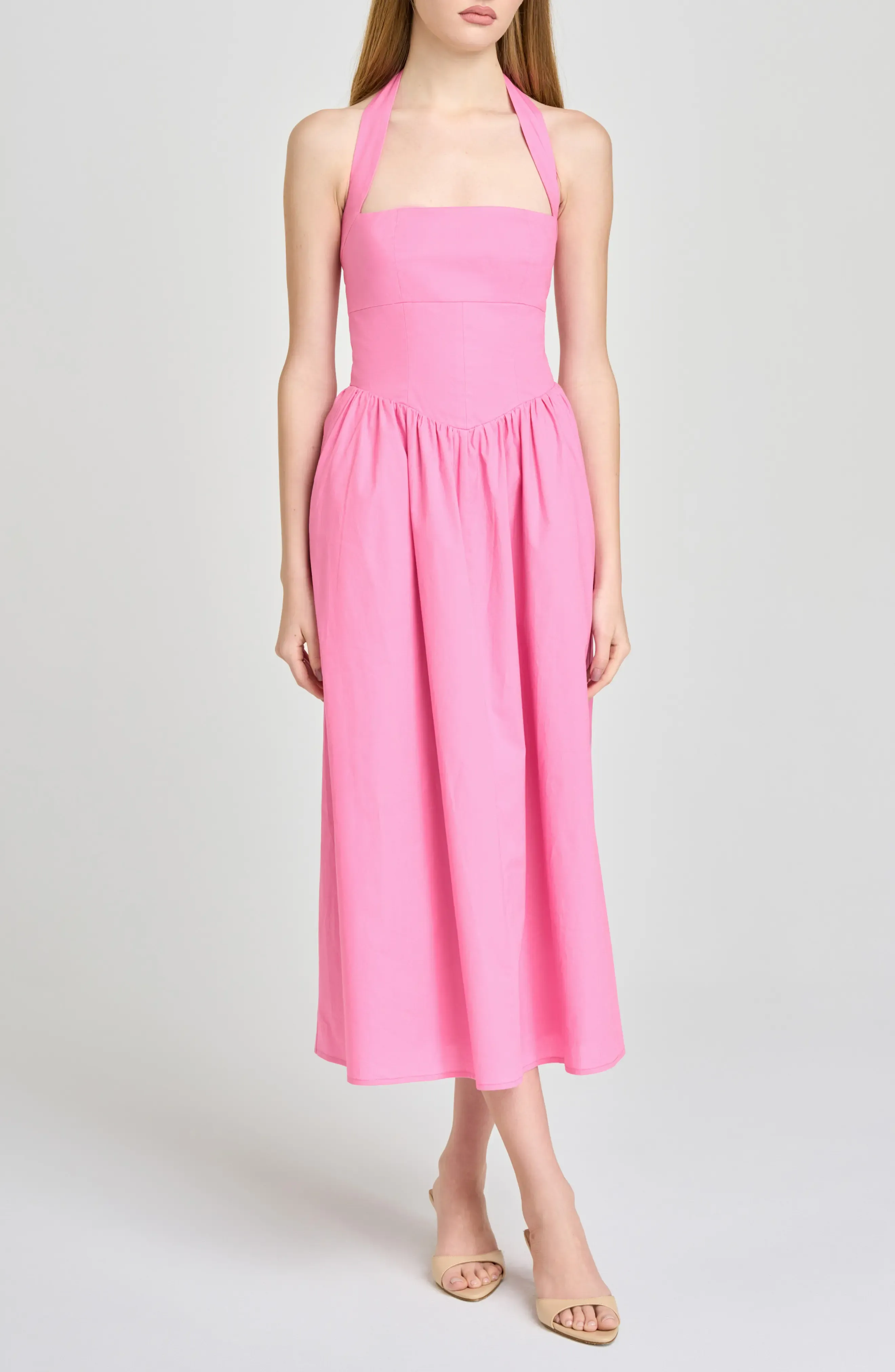 WAYF | Wayf x Styled by COCO! Sammie Pleat Strapless Stretch Cotton Sundress