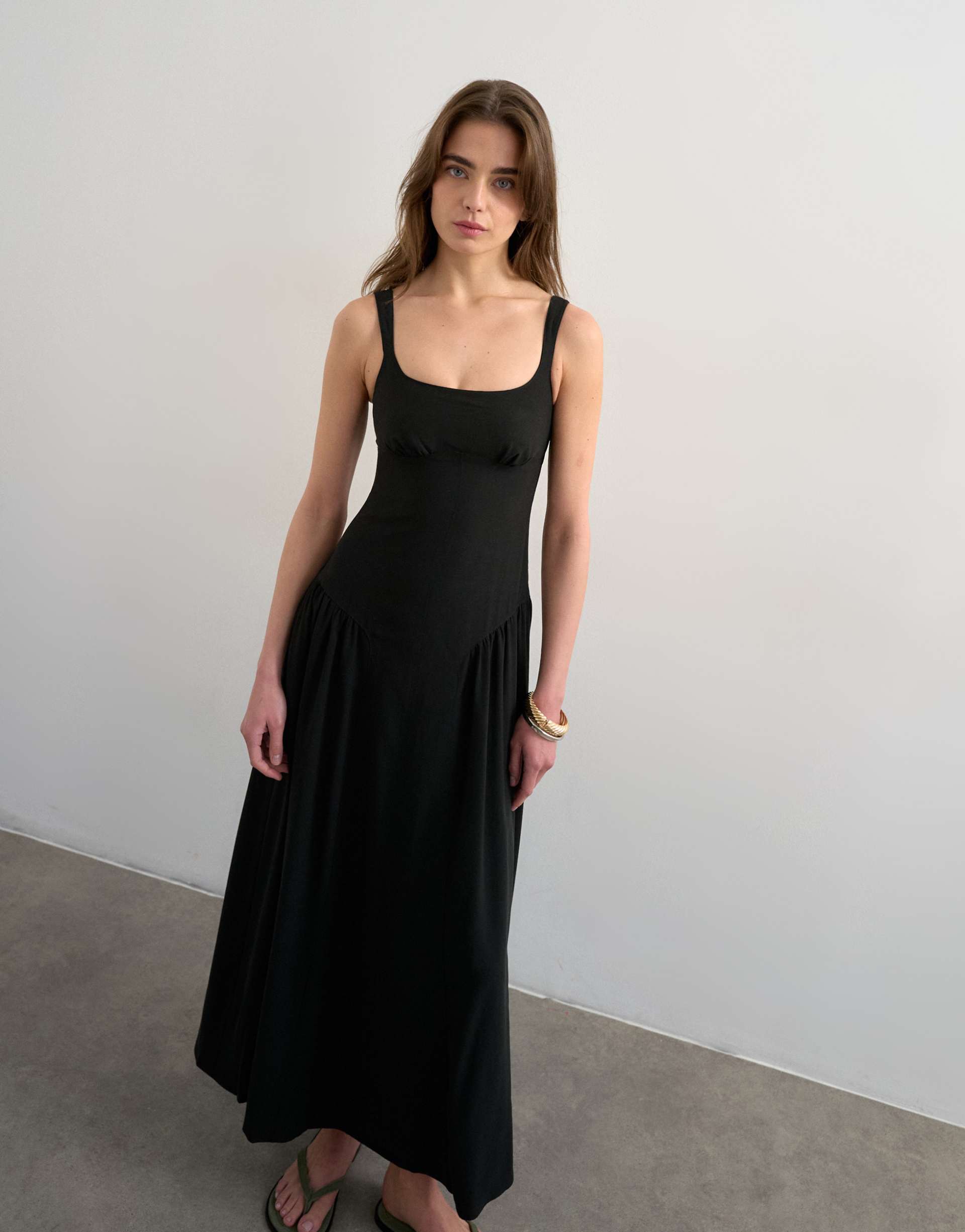 dusty pink mother of bride dress Orange Cotton Blend Drop Waist Maxi Dress – Mint Velvet main image 1