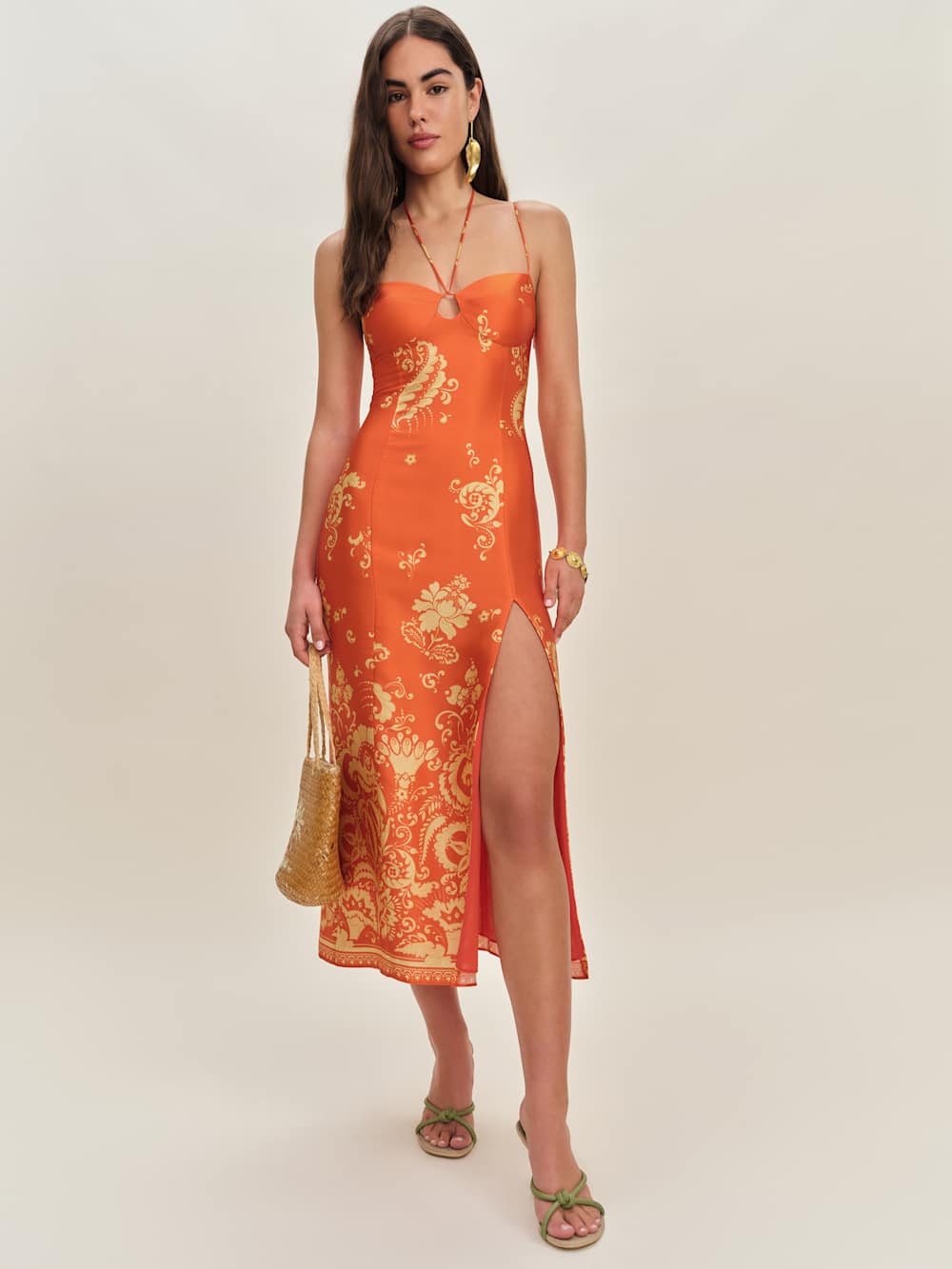 reformation orange silk dress Reformation Daytona Silk Dress, Orange by Reformation