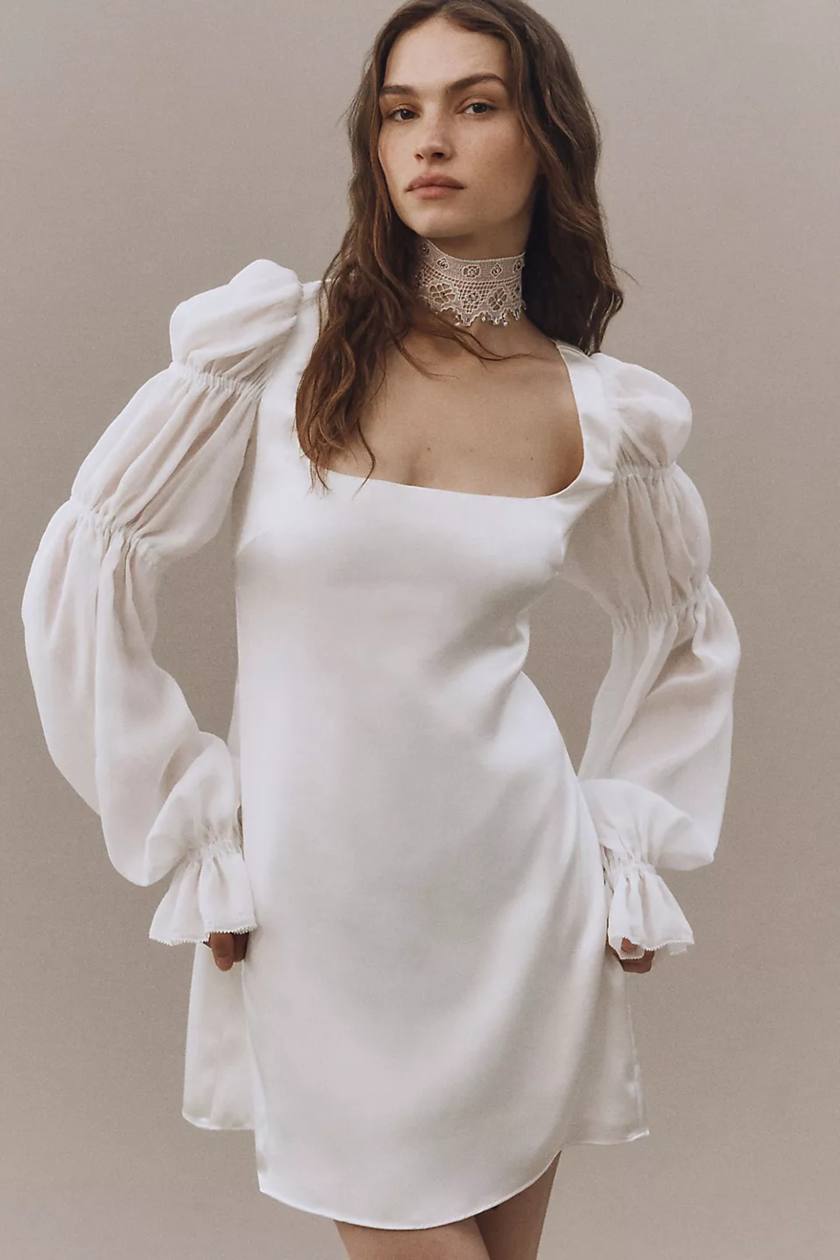 Rachel Gilbert | Adeline Strapless Corset Mini Dress with Long Sleeves