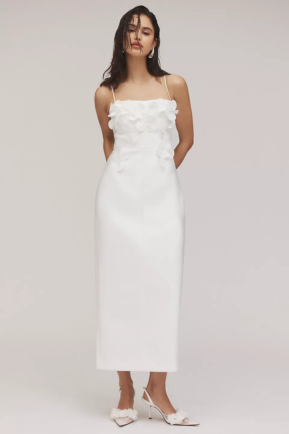 BHLDN | Appliqu Square-Neck Fit & Flare Midi Dress