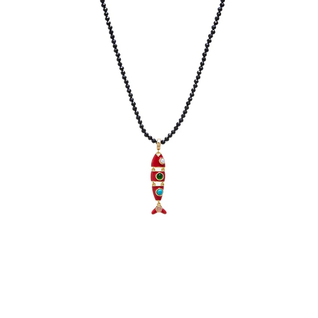 ADINA EDEN | Fish Charm Beaded Necklace