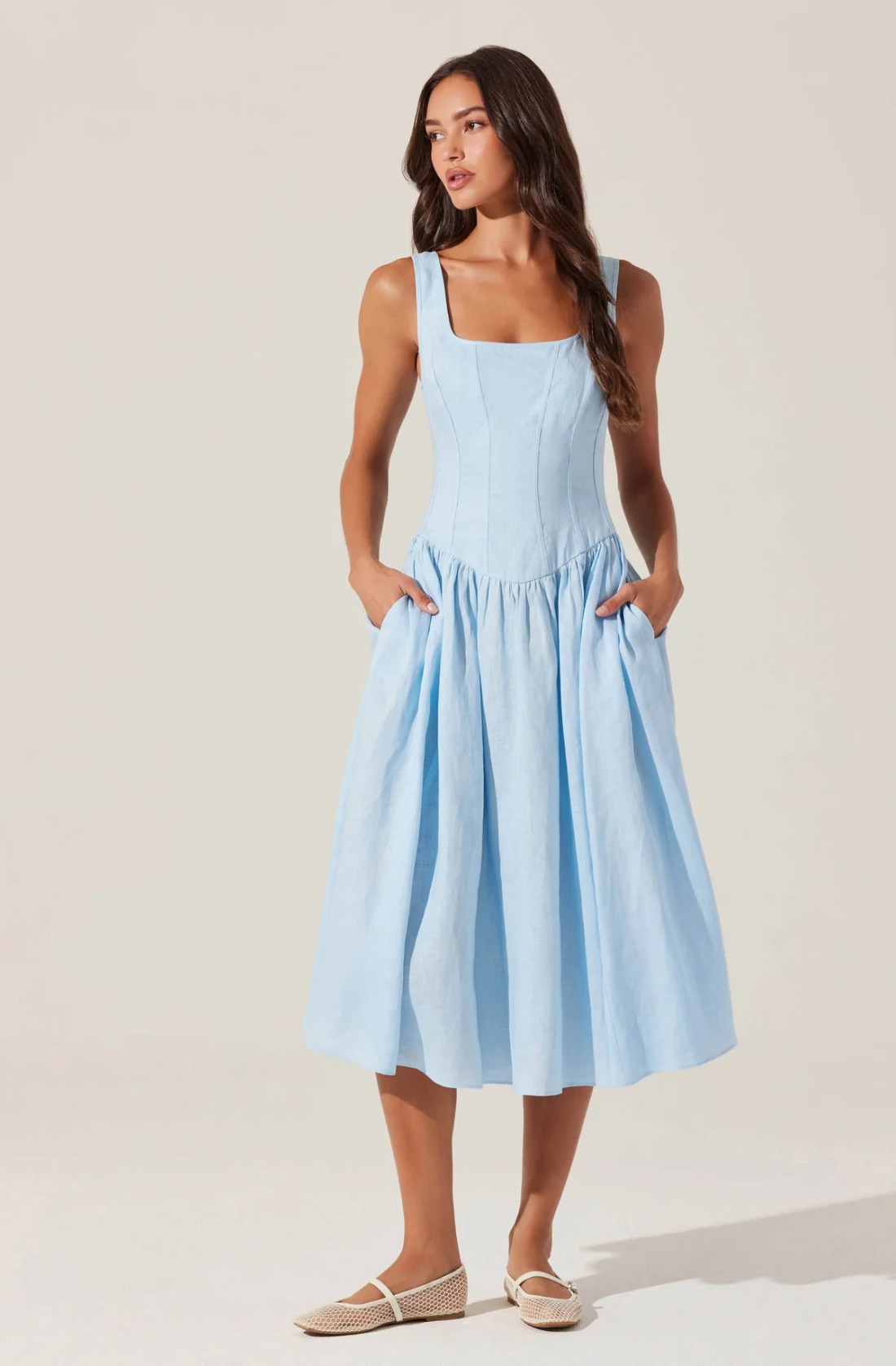 Quince | 100% European Linen Corset Midi Dress