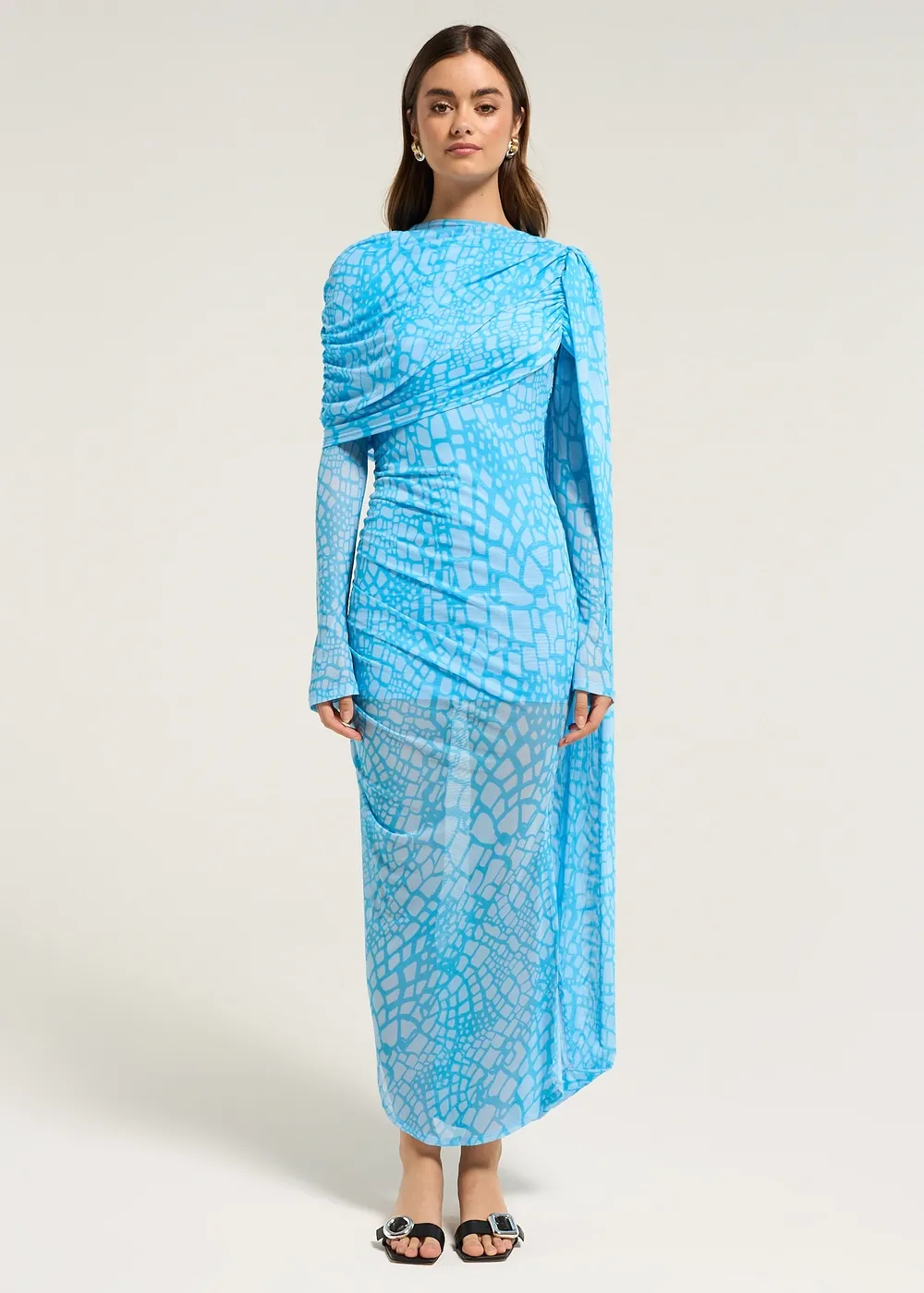 knee length dresses for ladies Edwina Knotted Mesh Maxi Dress / Sage | Meshki main image 1