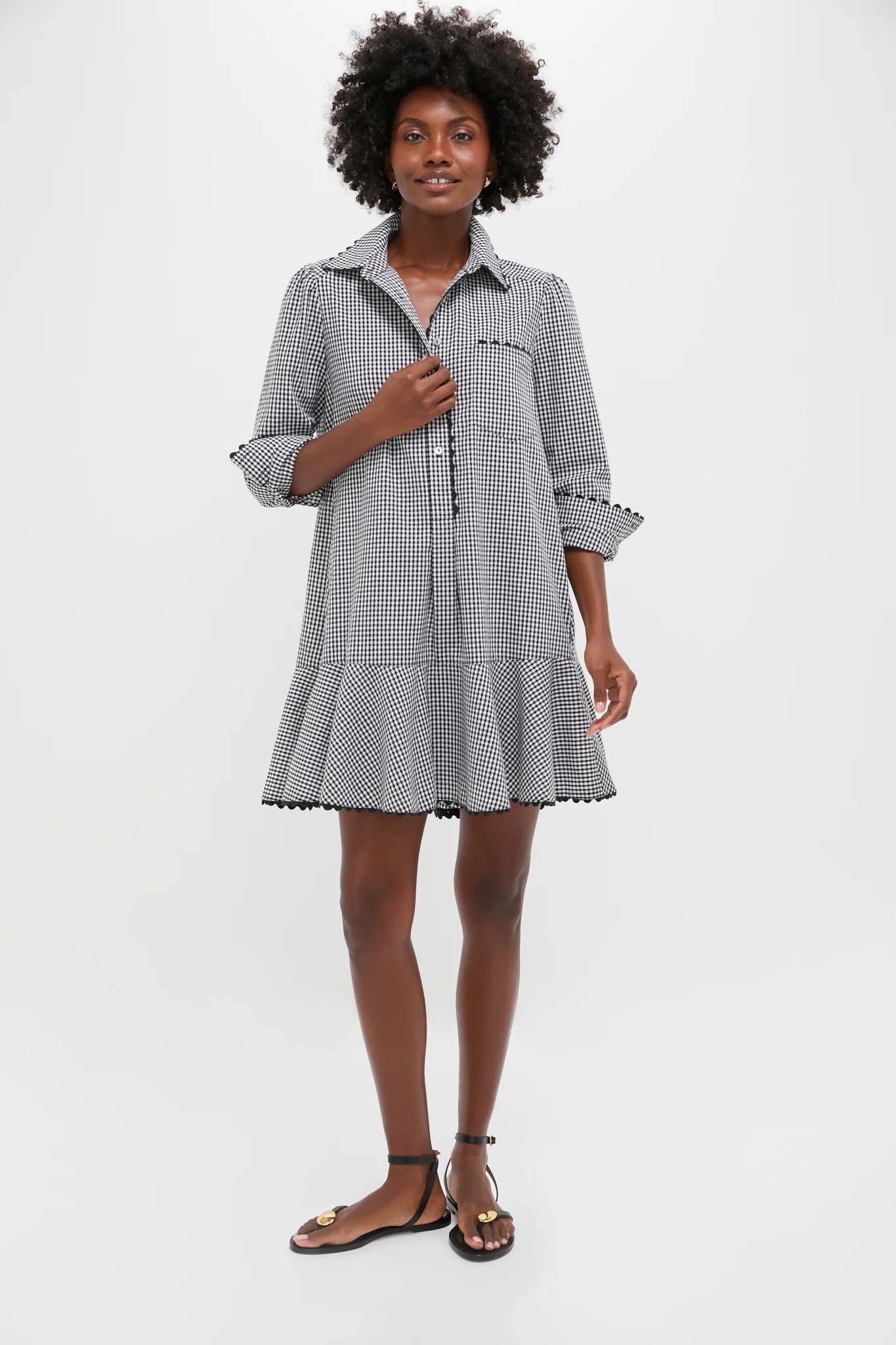 Callahan | Black Gingham Ric Rac Shirt Dress