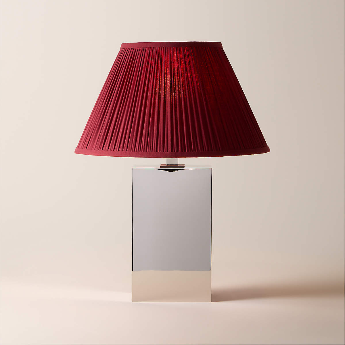 Carmichael Large Polished Nickel Table Lamp with Pleated Shade