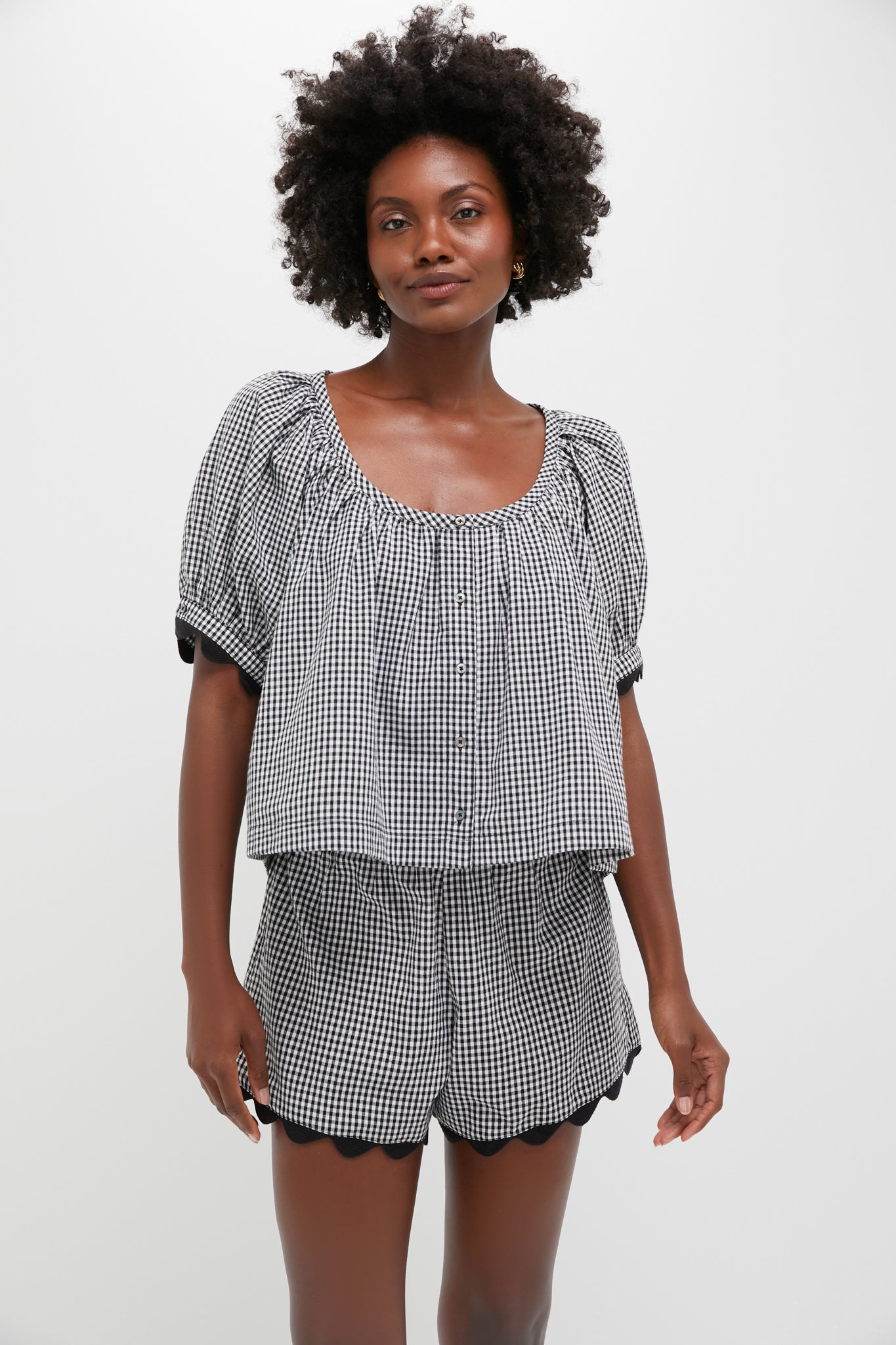 Callahan | Black Gingham Ric Rac Shirt Dress