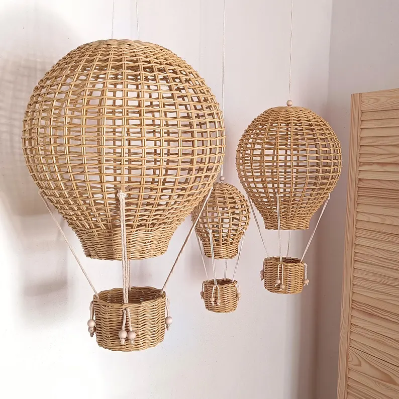 Boho Rattan Hot Air Balloon Nursery Decor