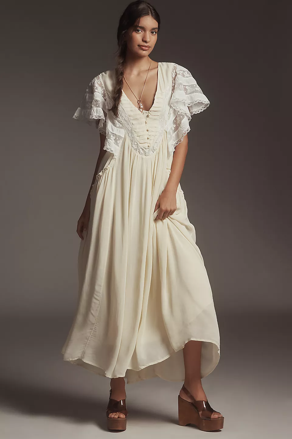 Urban Outfitters | Perfectly Victorian Lace Trim Corset Midi Dress