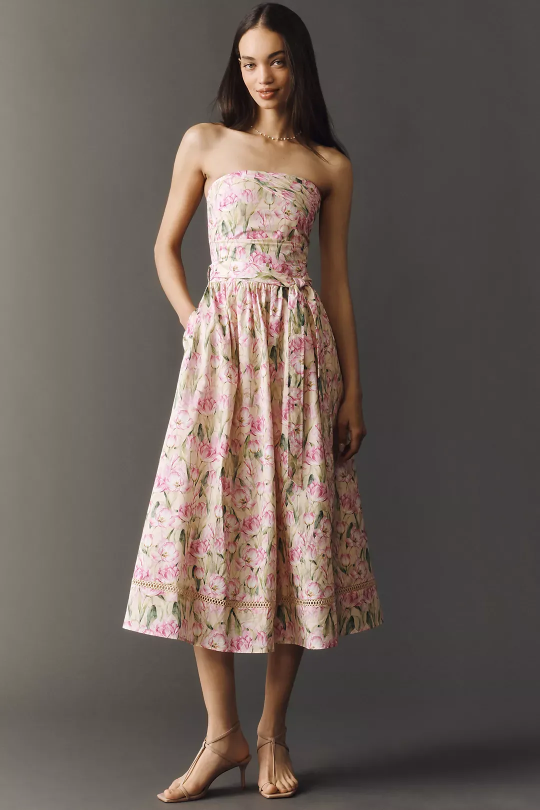 En Saison | Esther Cotton One-Shoulder Drop-Waist Midi Dress
