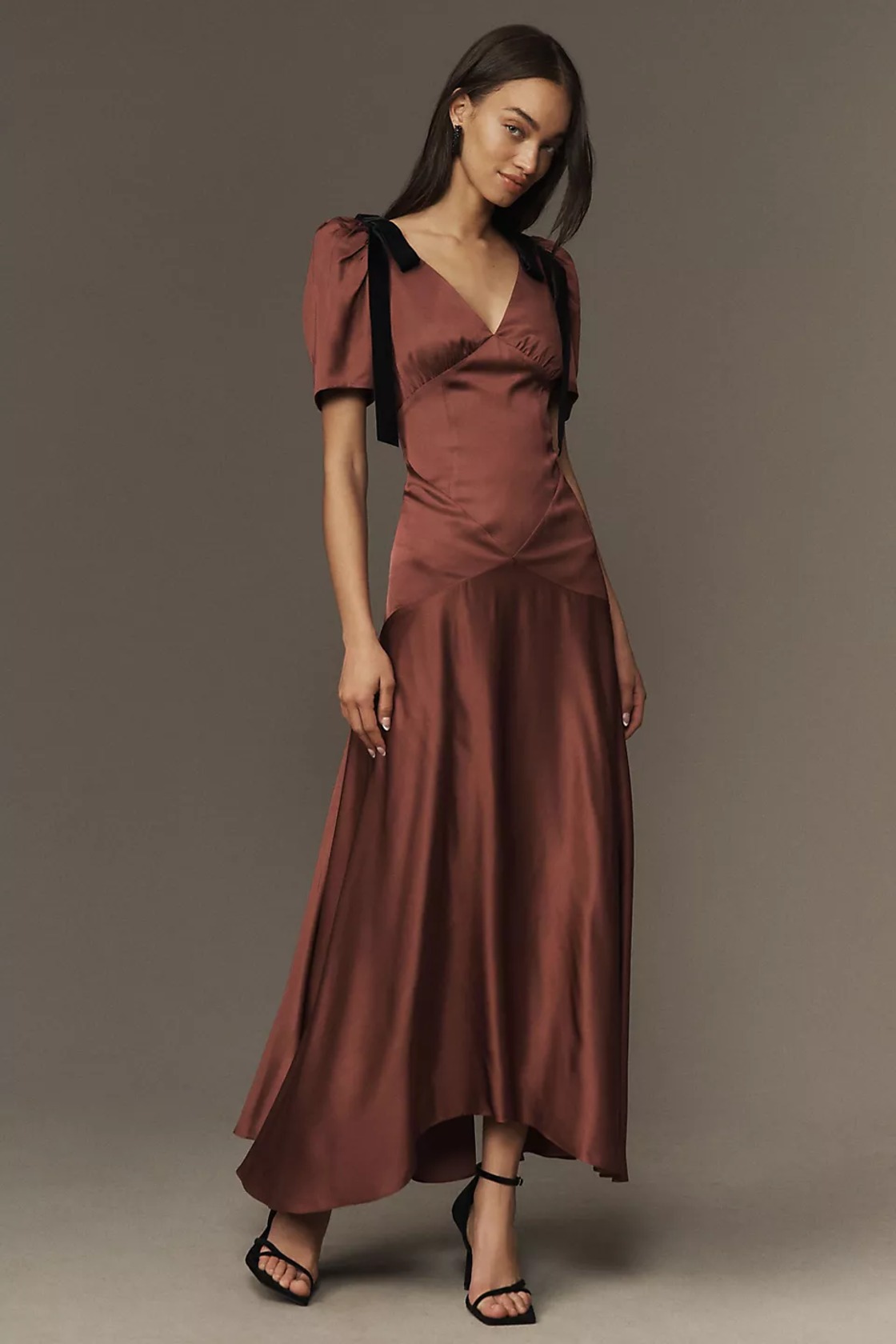 knee length dresses for ladies Stella Puff Sleeves Square Neck Dress  Noire