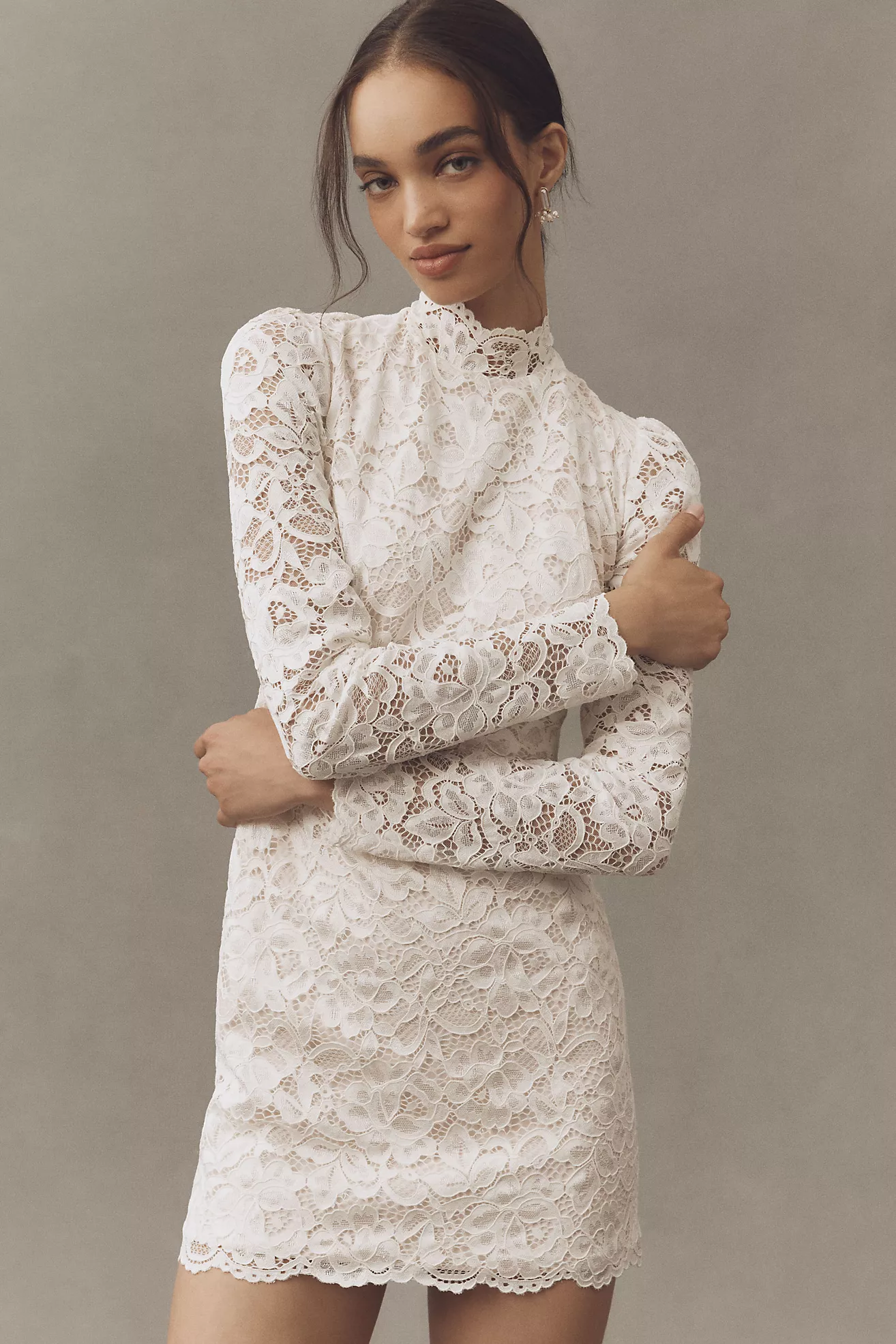 knee length dresses for ladies Blue Skies Long Sleeve Lace Mini Dress main image 0