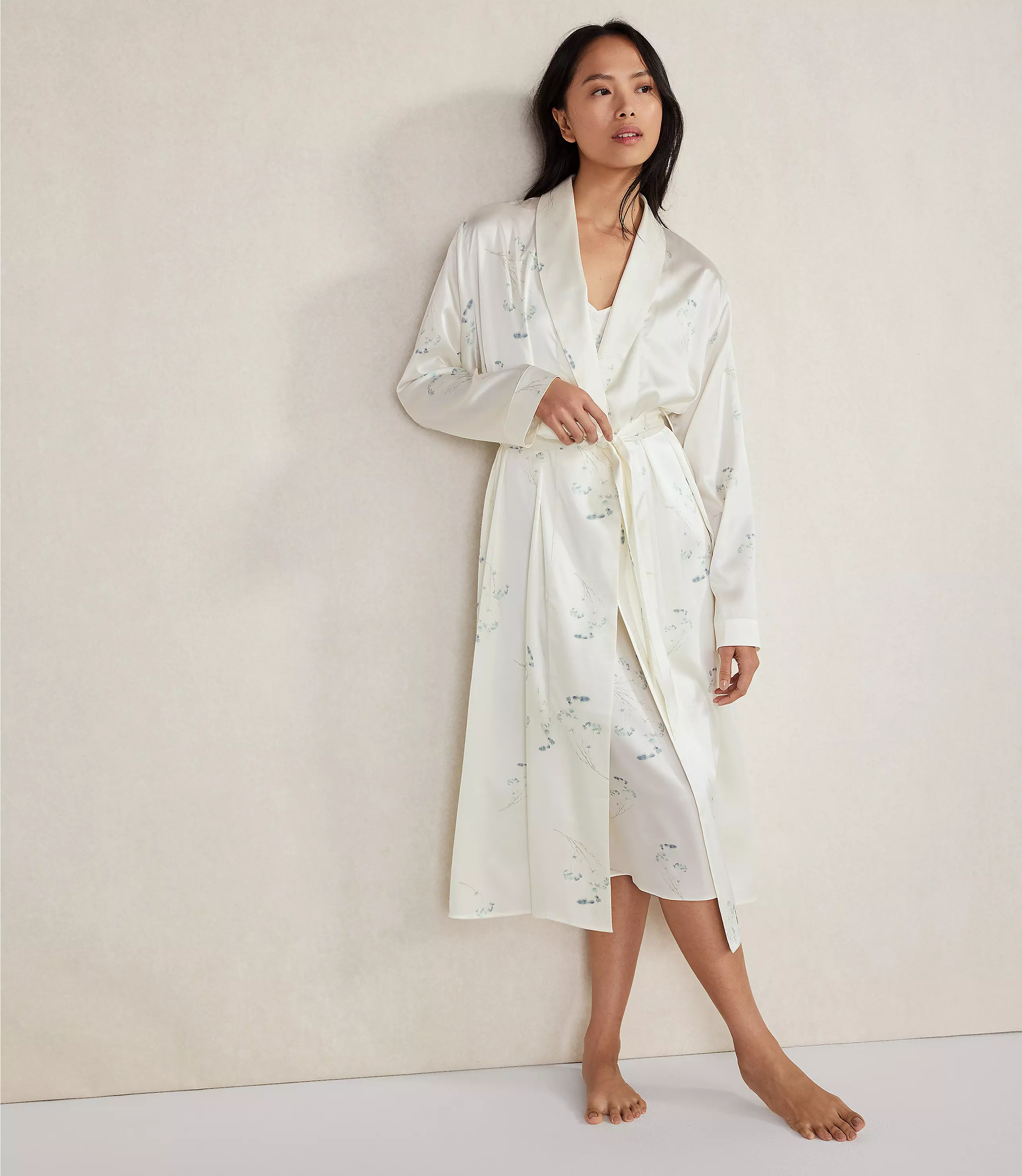 Washable Silk Delicate Floral Robe