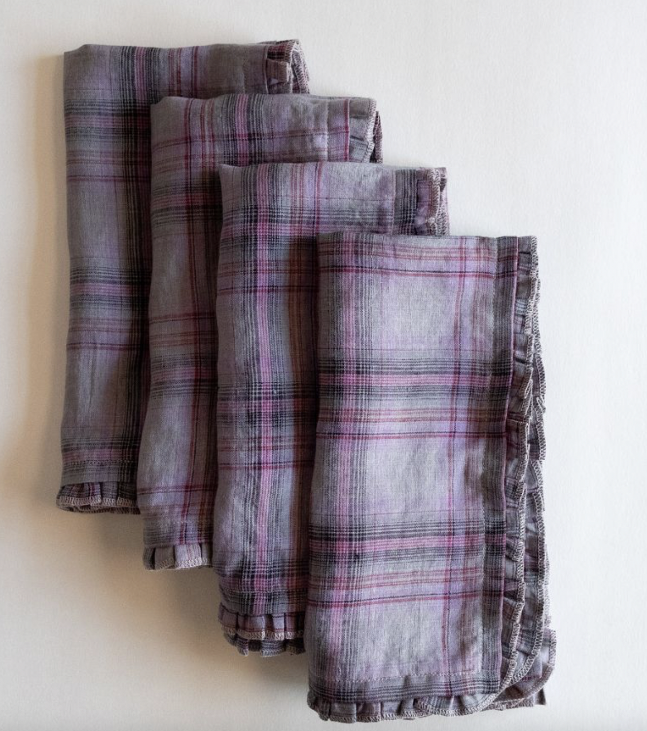 RUBY - Plaid Ruffle Napkins, Set of 4